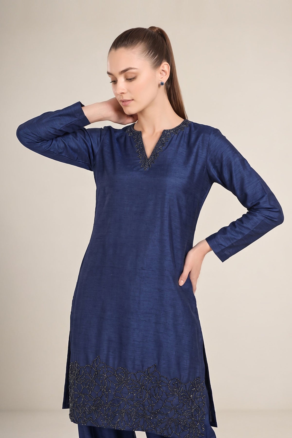 2 Pc Embellished Bamberg Raw Silk Suit - MBF2627-ESM-NBU