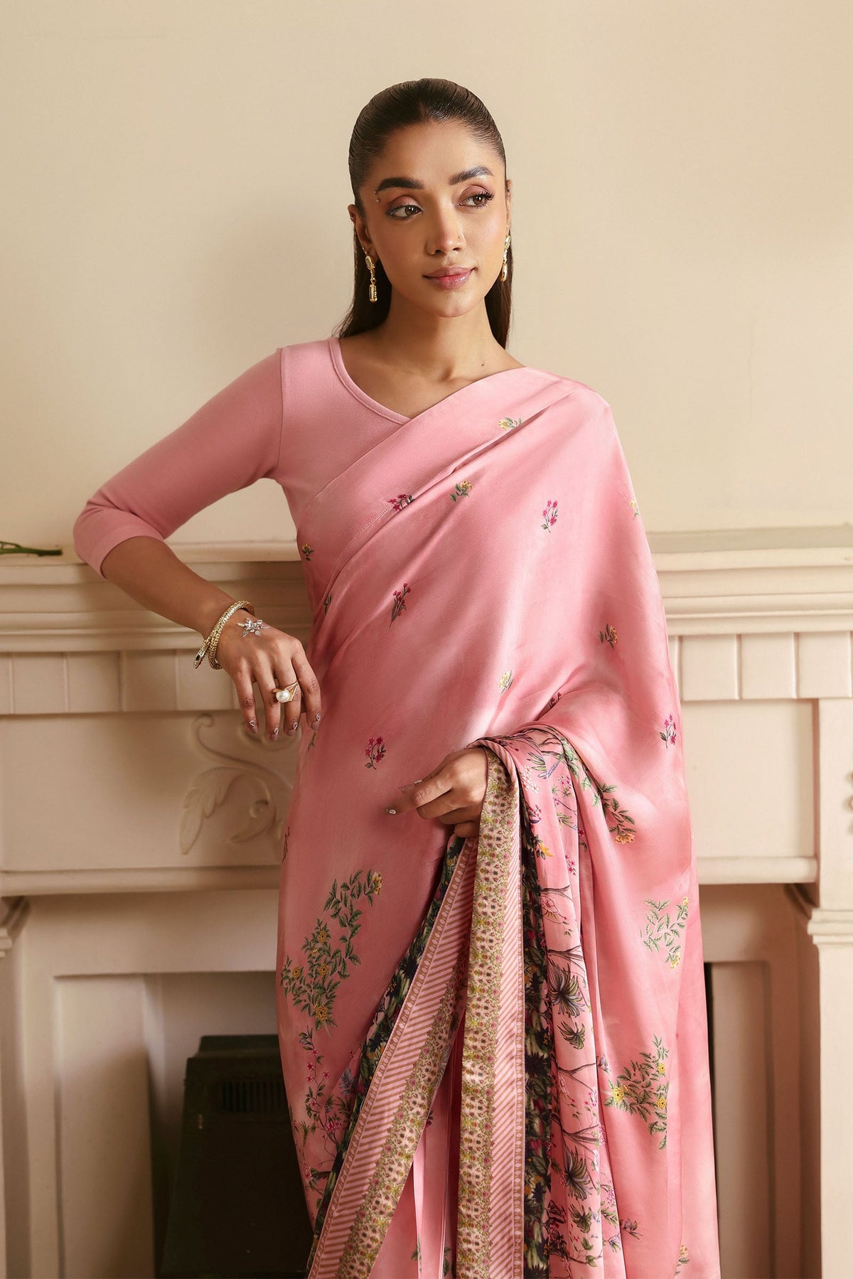 Printed Charmeuse Silk Saree