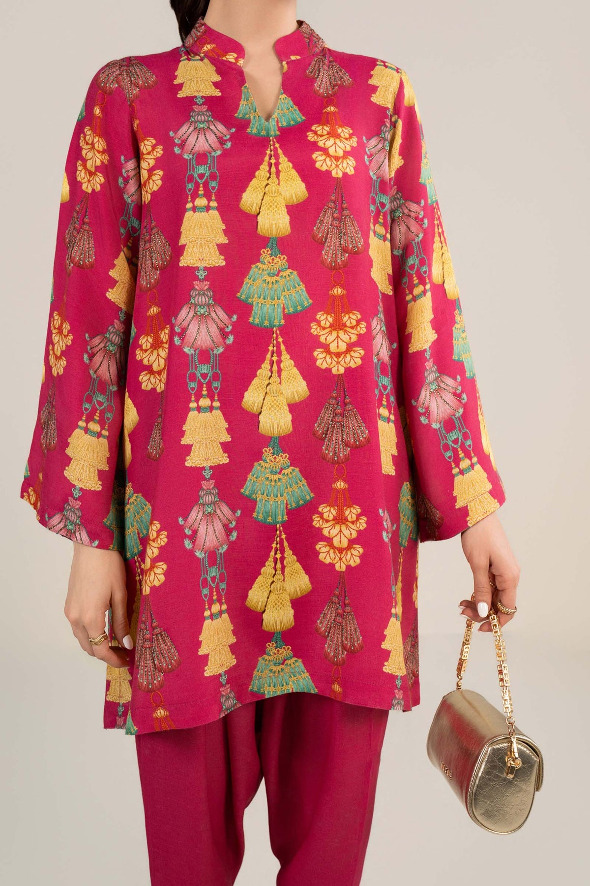 2 Pc Embellished Crepe Suit - MBF2636-ESM-PNK