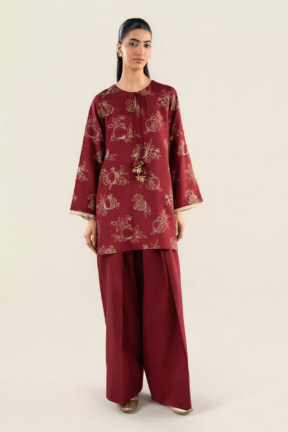 2 Pc Embellished Raw Silk Suit - MBF2639-ESM-MRN