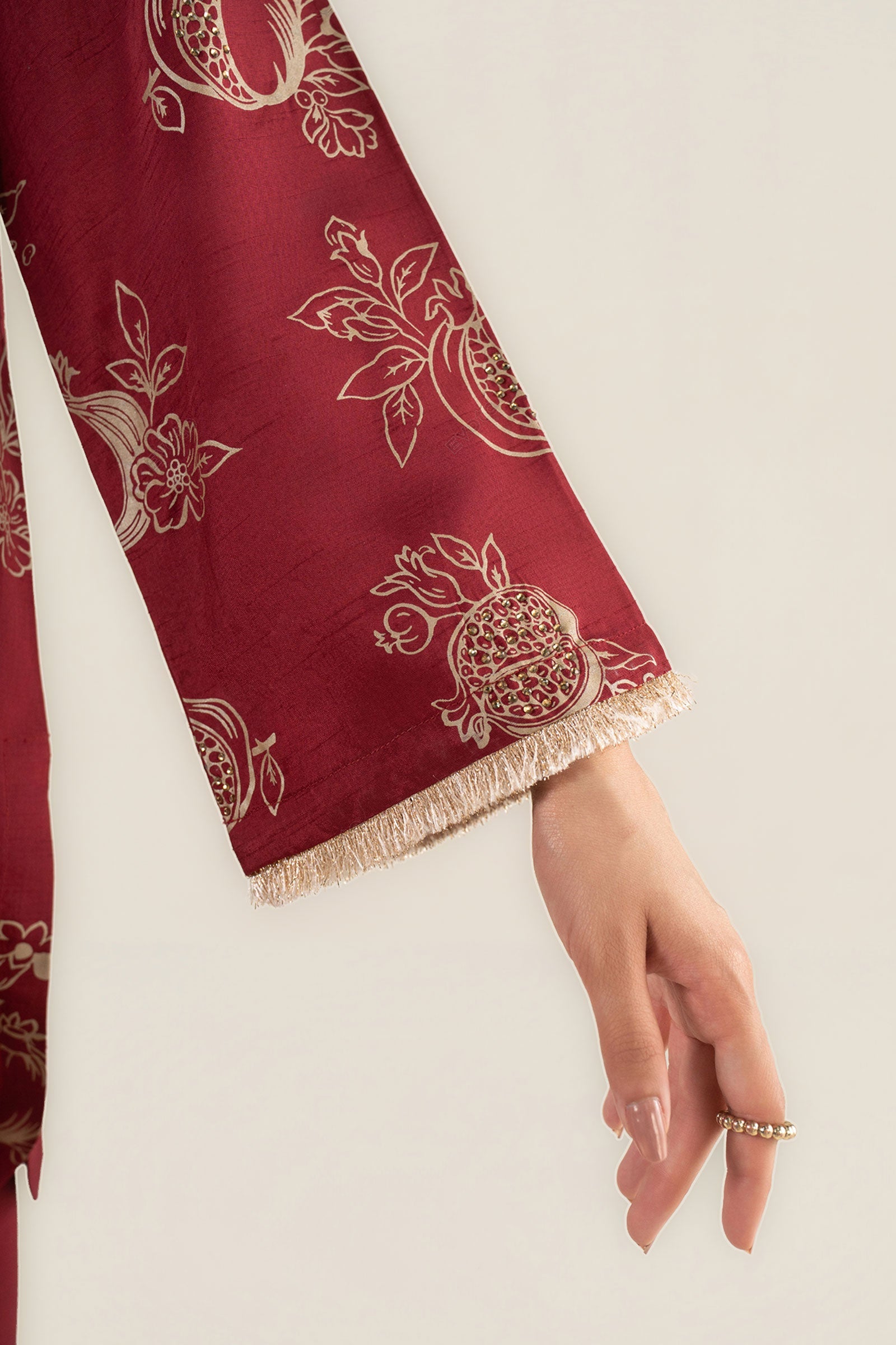 2 Pc Embellished Raw Silk Suit