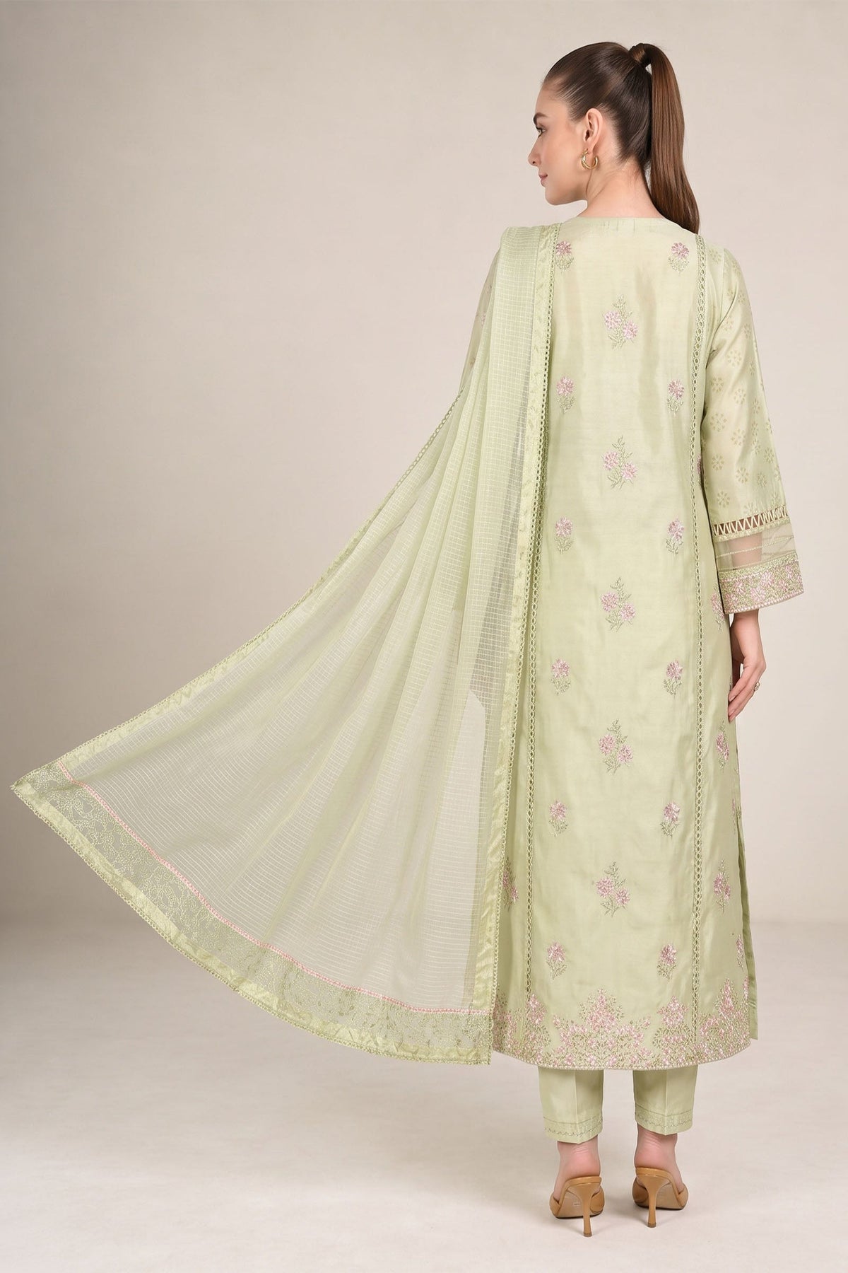 2 Pc Embroidered Bamberg Raw Silk Suit - MBFS041-ESM-POG