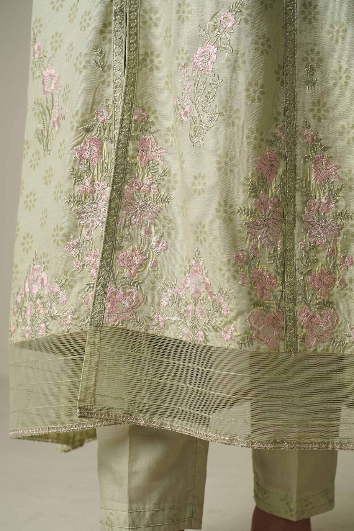 2 Pc Embroidered Bamberg Raw Silk Suit - MBFS041-ESM-POG