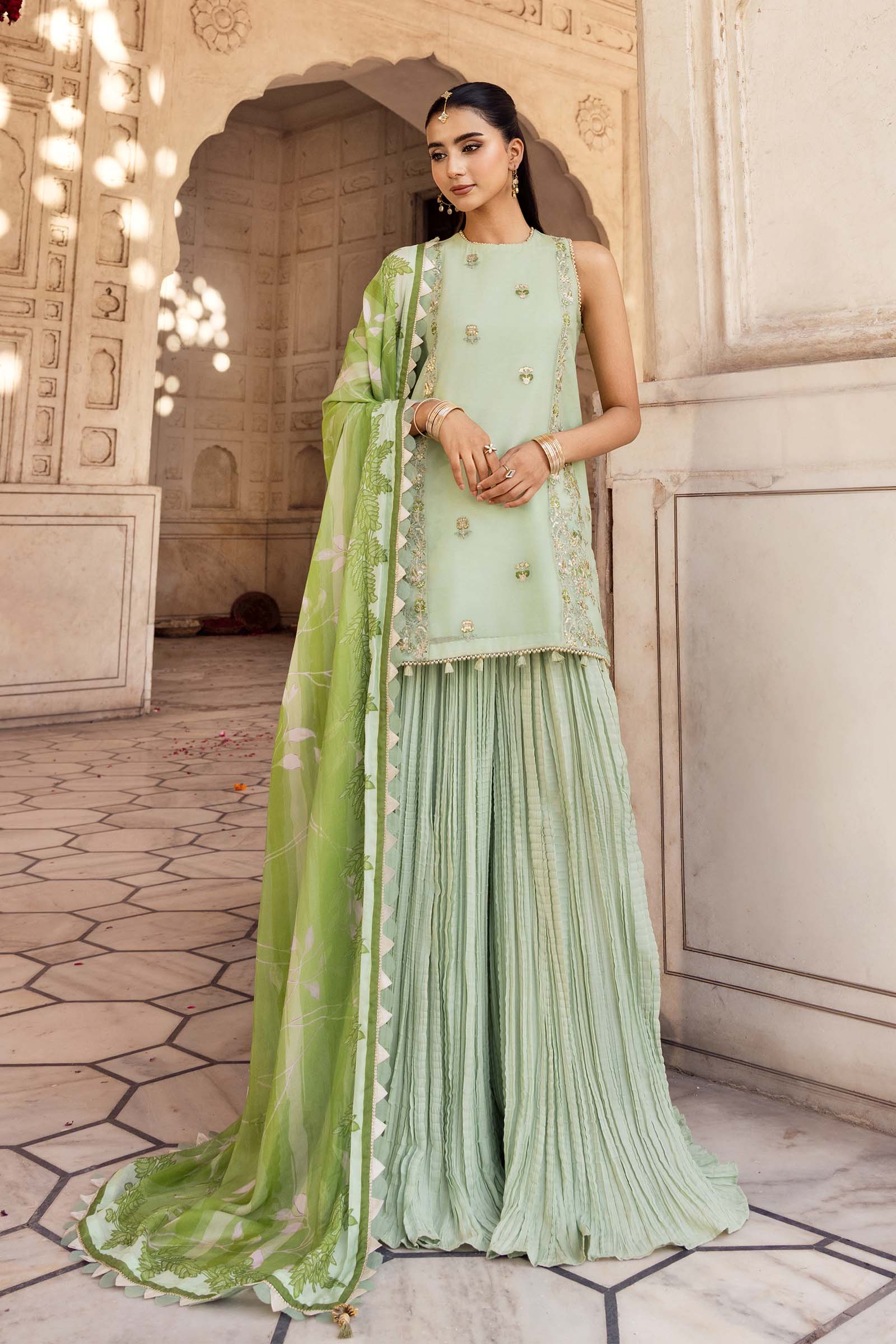 3 Pc Unstitched Embroidered Silk Cotton Net Suit