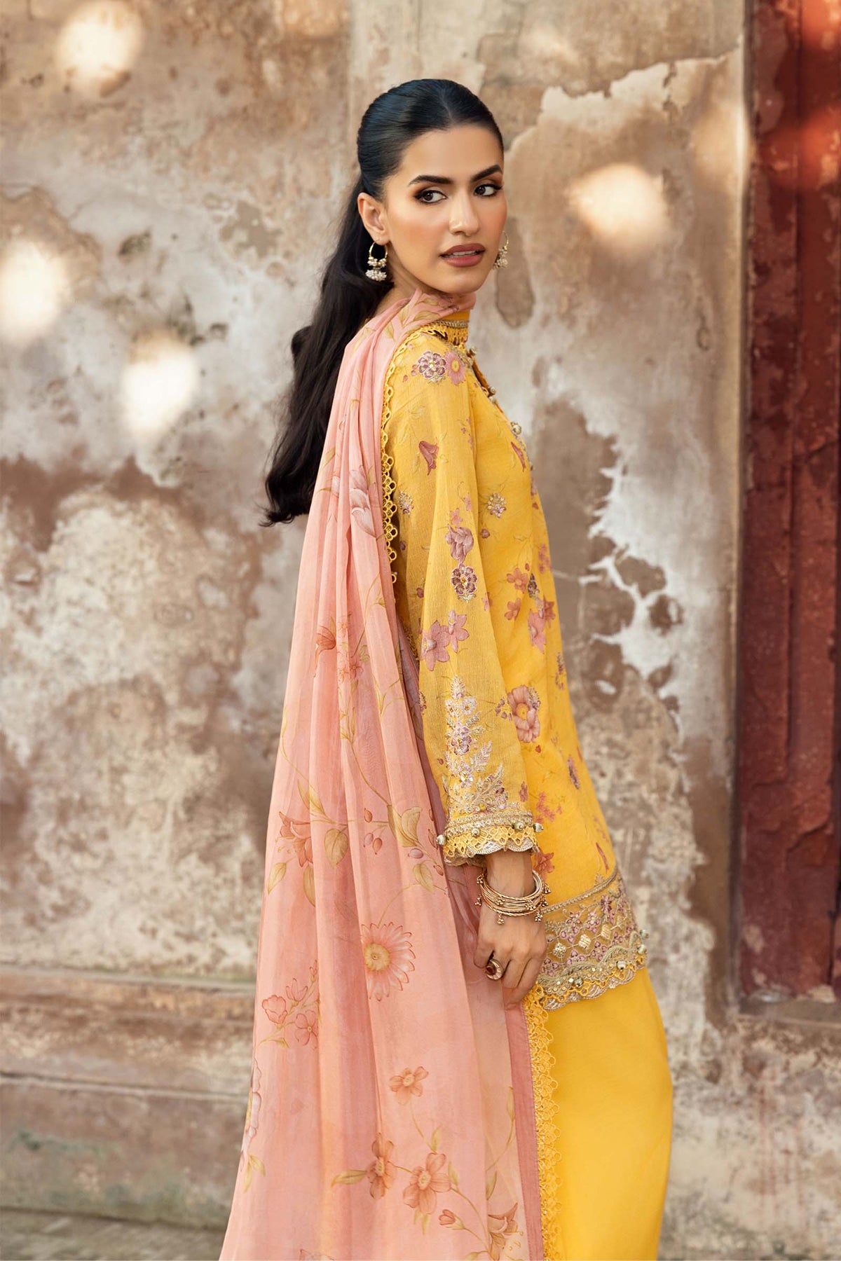 3 Pc Unstitched Embroidered Silk Cotton Net Suit