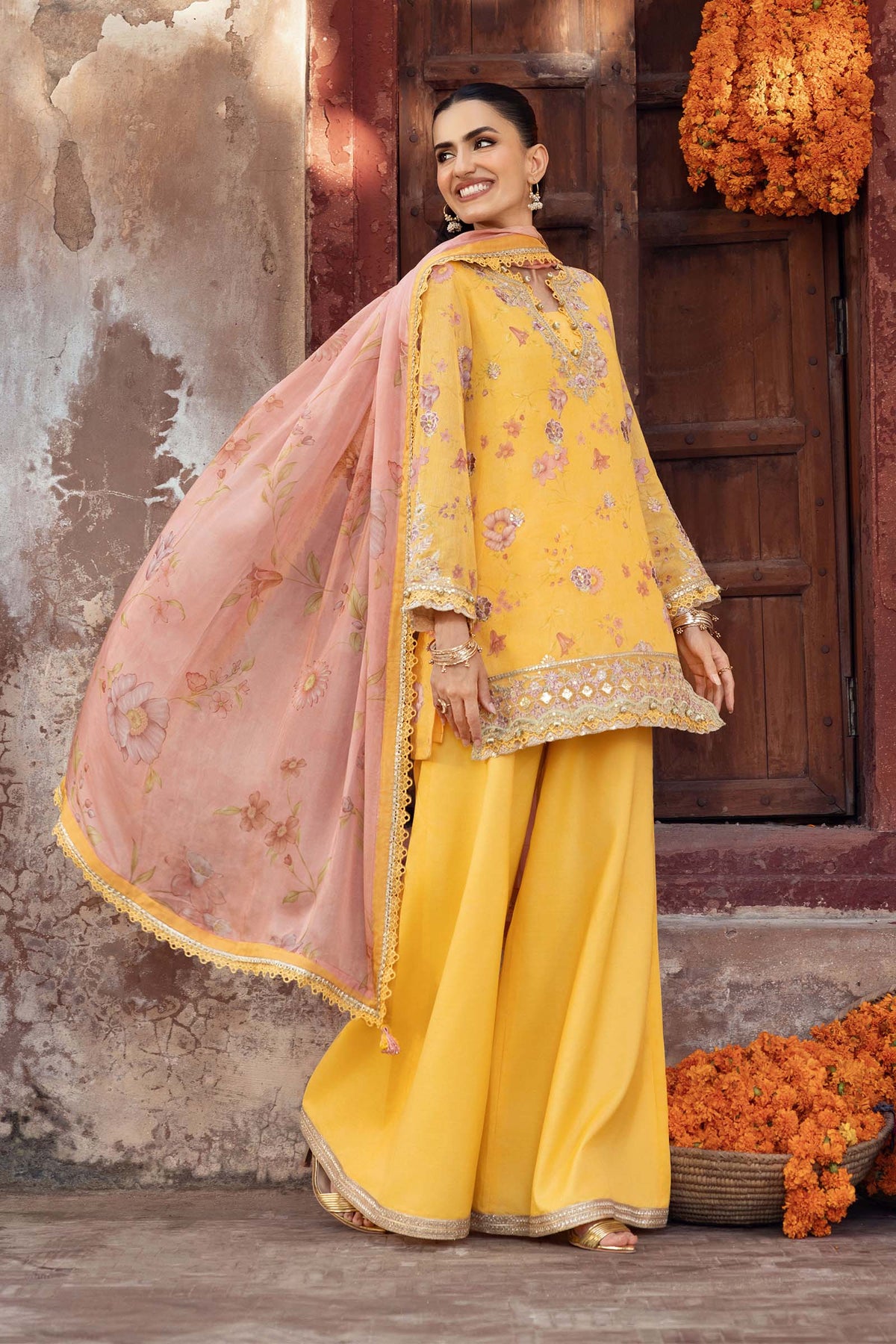 3 Pc Unstitched Embroidered Silk Cotton Net Suit