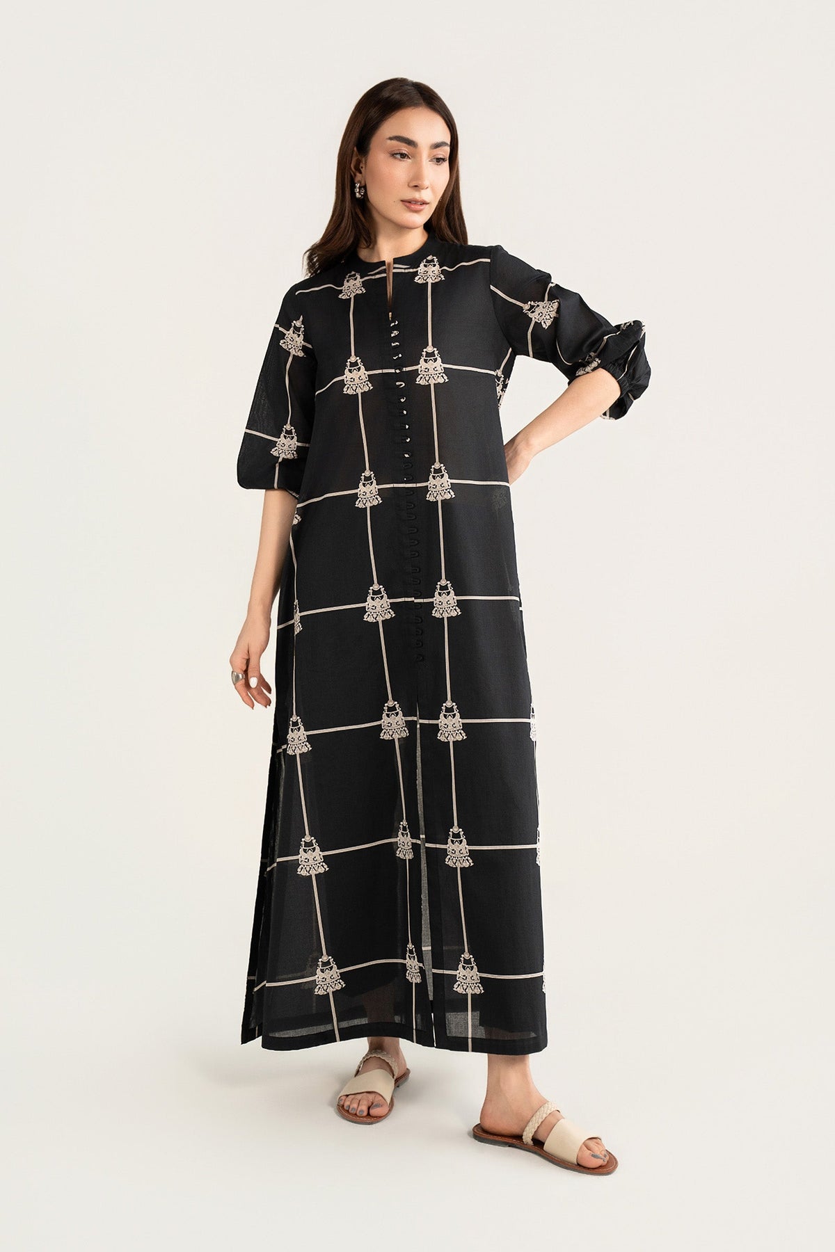 Printed Lawn Shirt - MBMN003-ESM-BLK