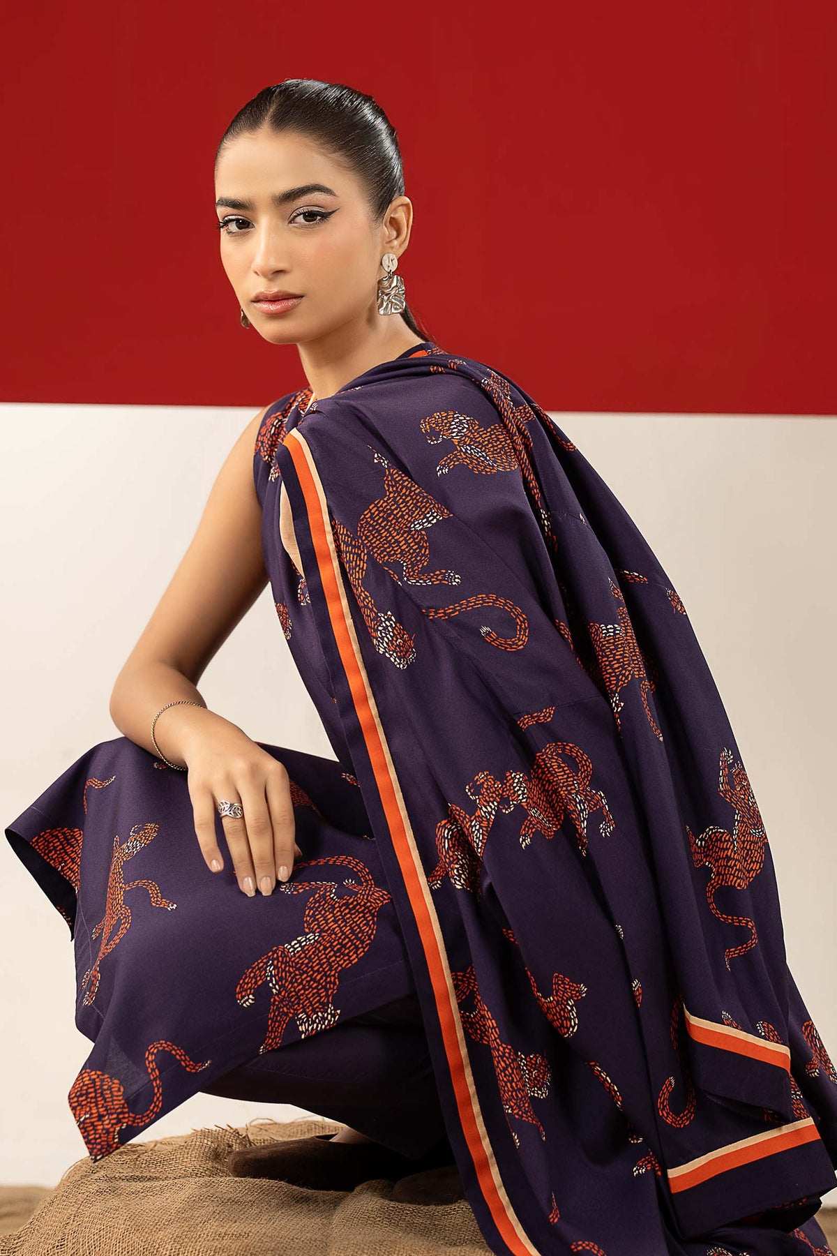 2 Pc Printed Linen Suit