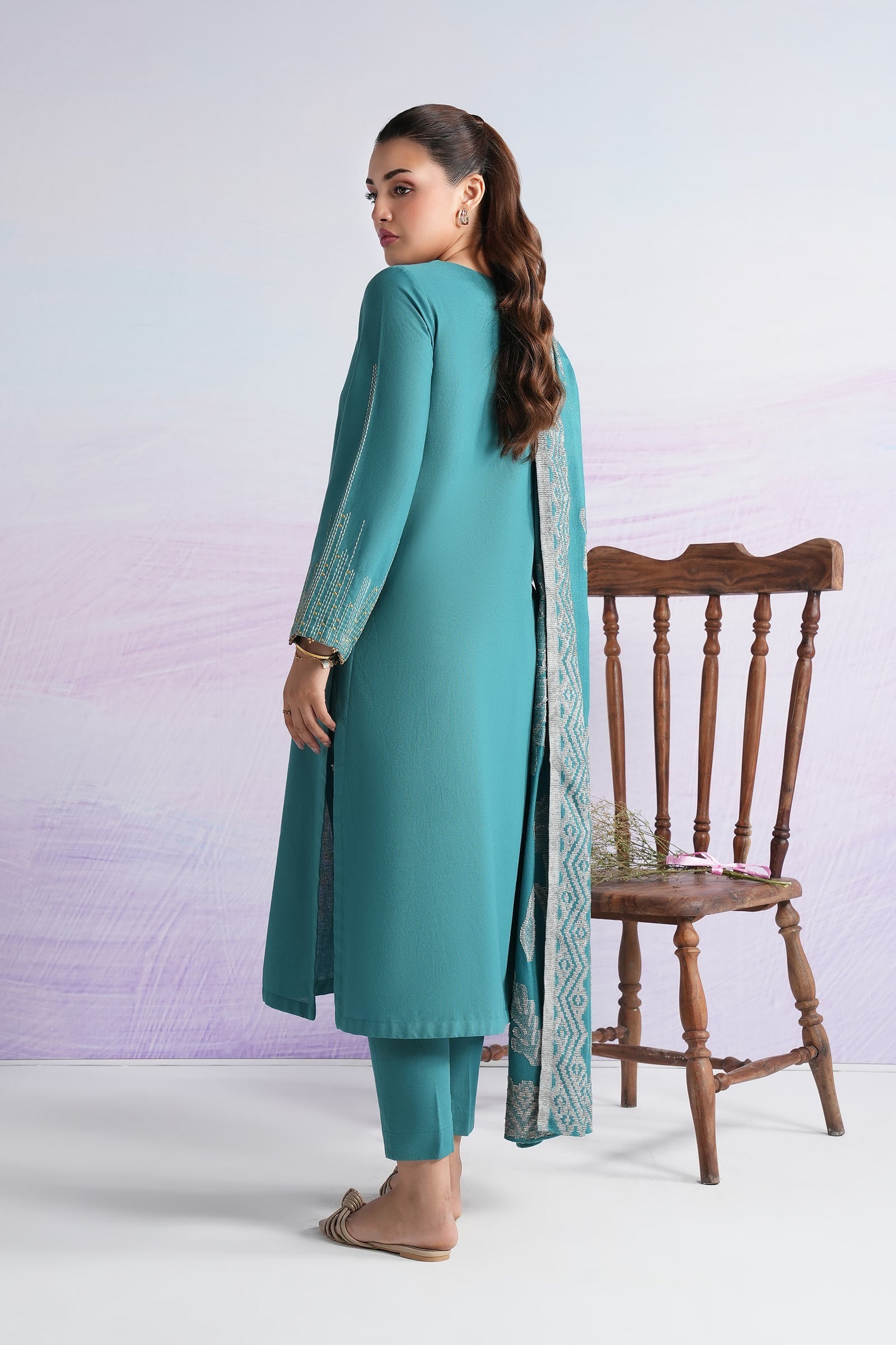 3 Pc Embroidered Crosshatch Suit