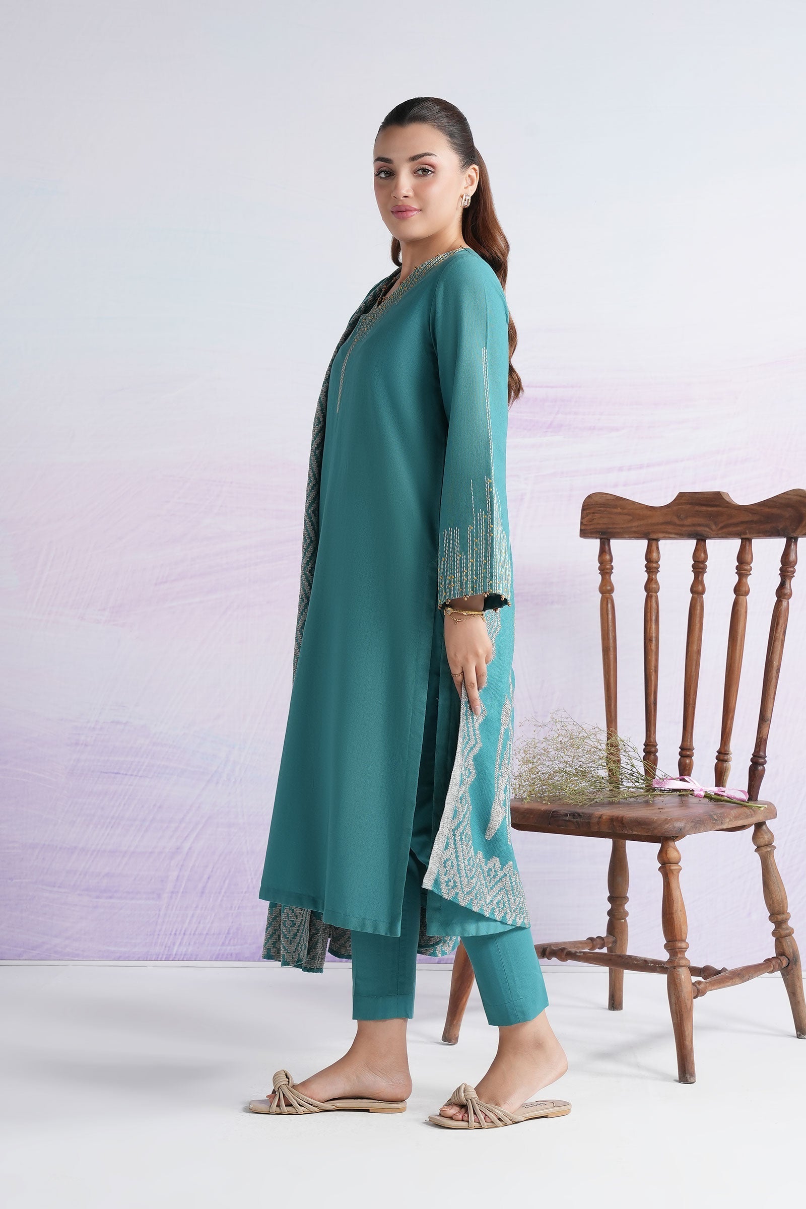 3 Pc Embroidered Crosshatch Suit