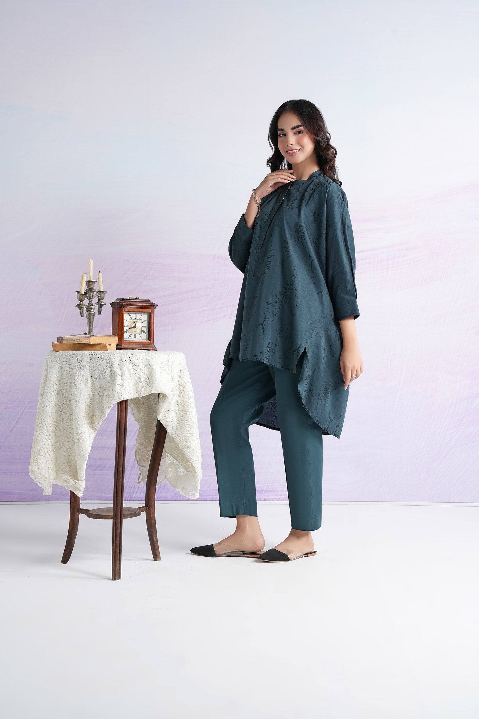 Dyed Self-Jacquard Viscose Shirt
