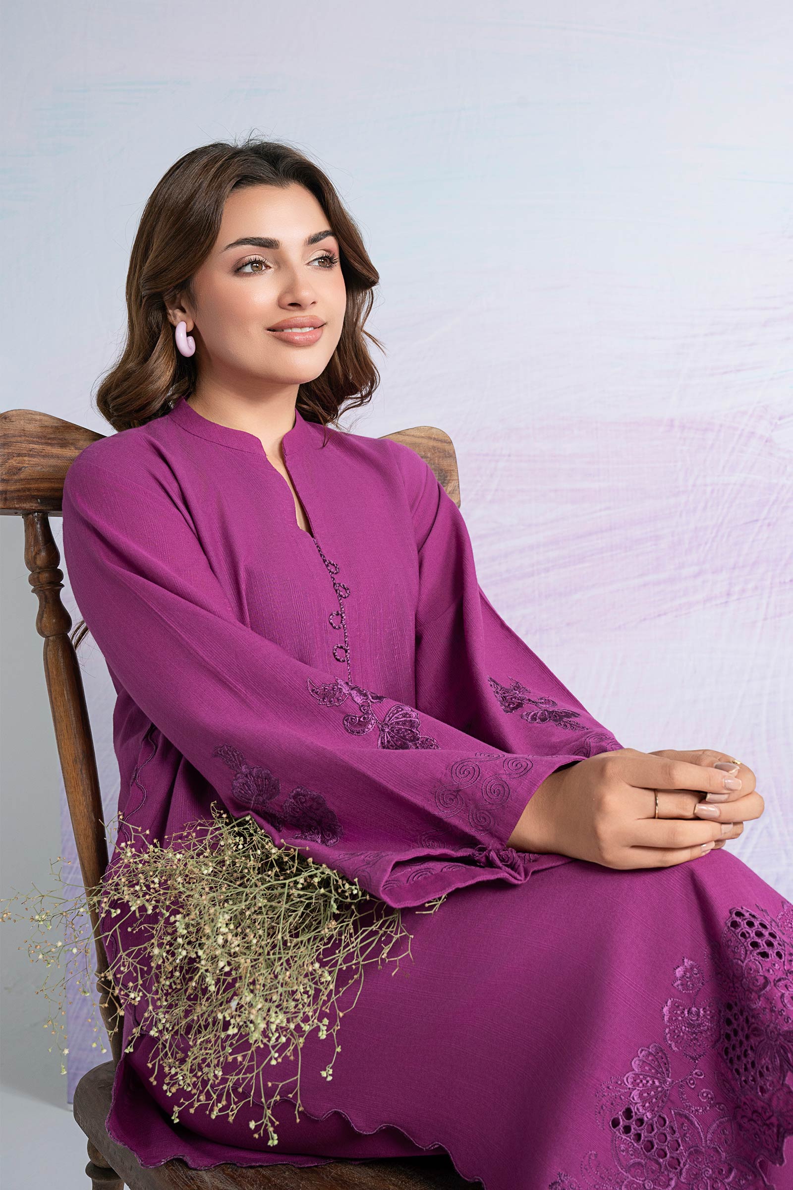 Embroidered Slub Khaddar Shirt