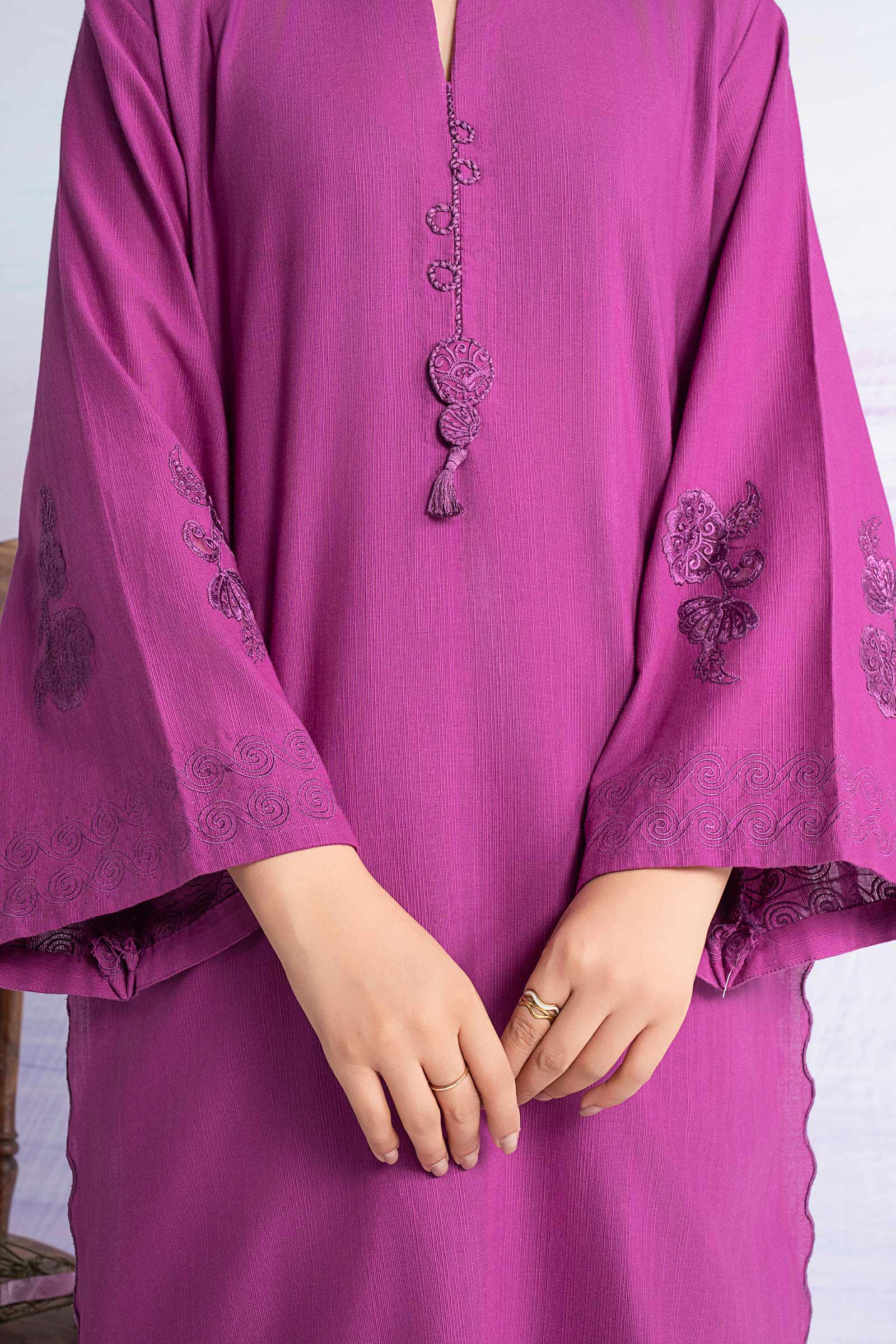 Embroidered Slub Khaddar Shirt