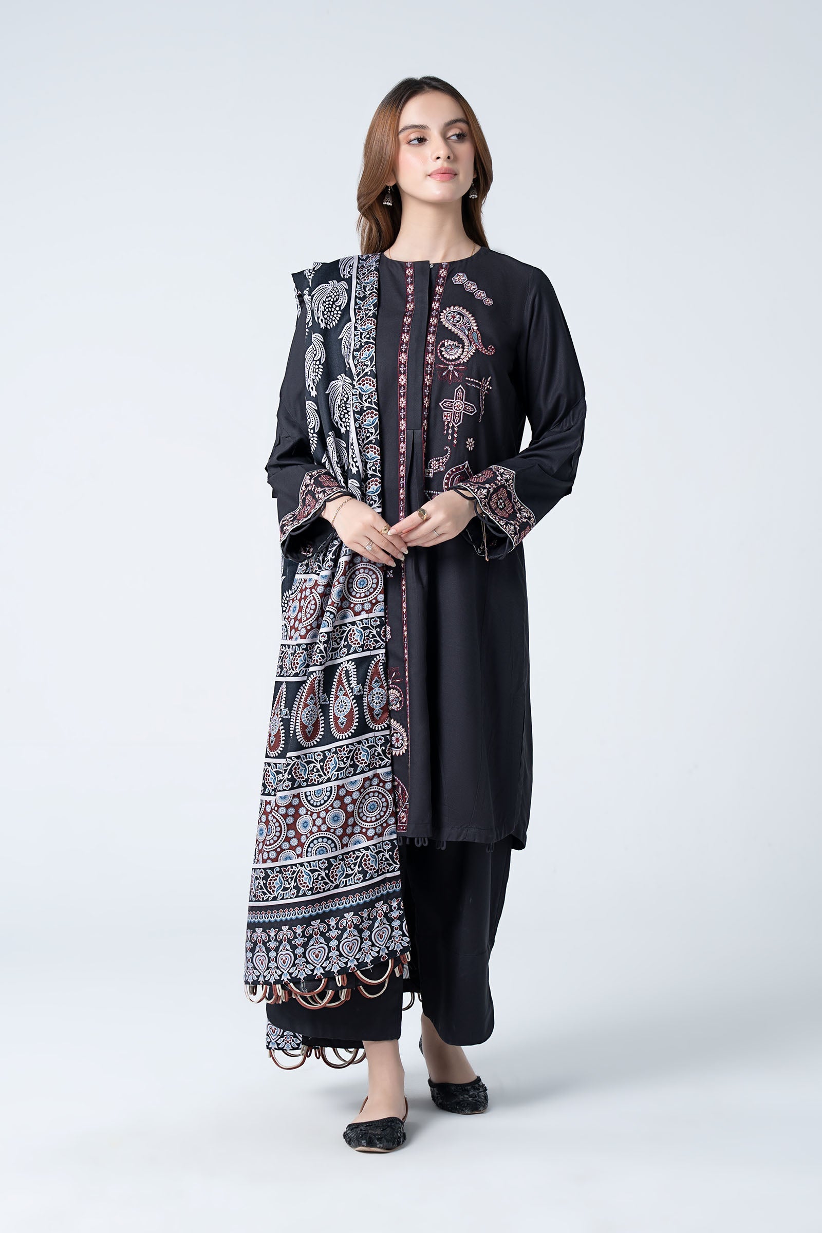 3 Pc Embroidered Twill Suit