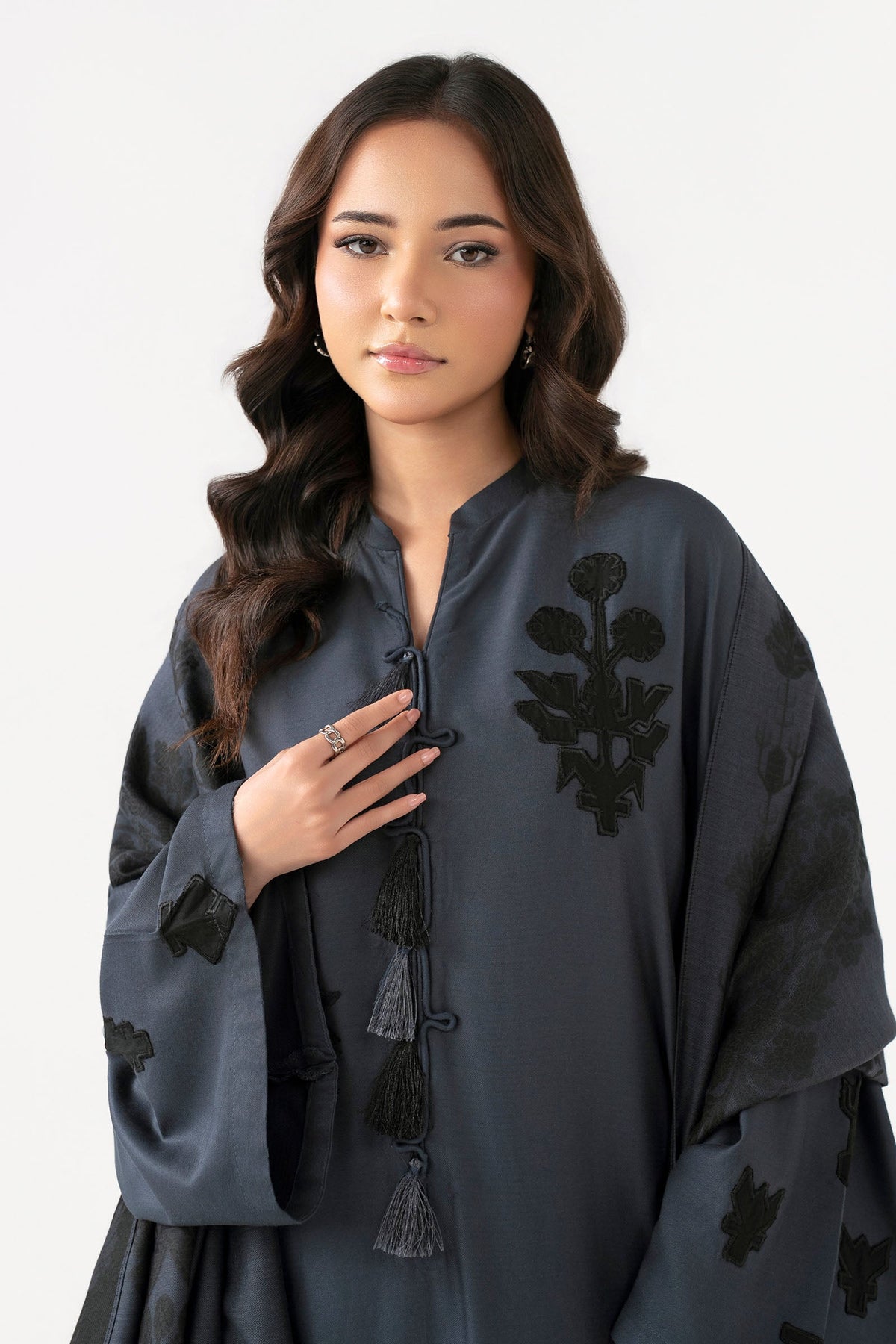 2 Pc Embroidered Herringbone Suit