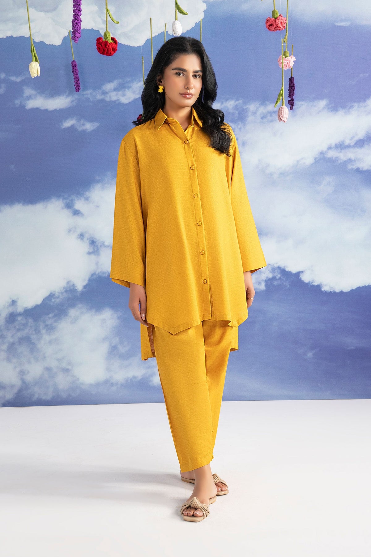 2 Pc Dyed Rib Karandi Suit