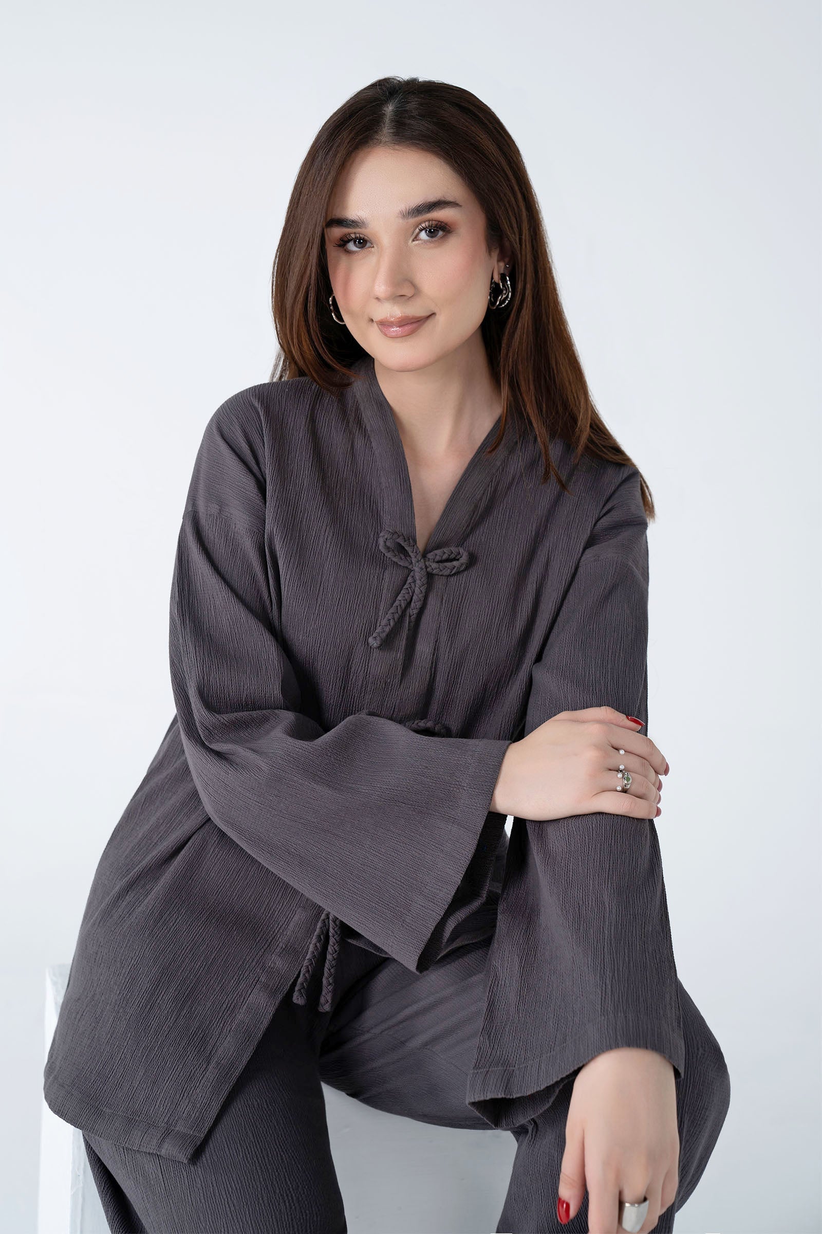 2 Pc Dyed Seer Sucker Suit