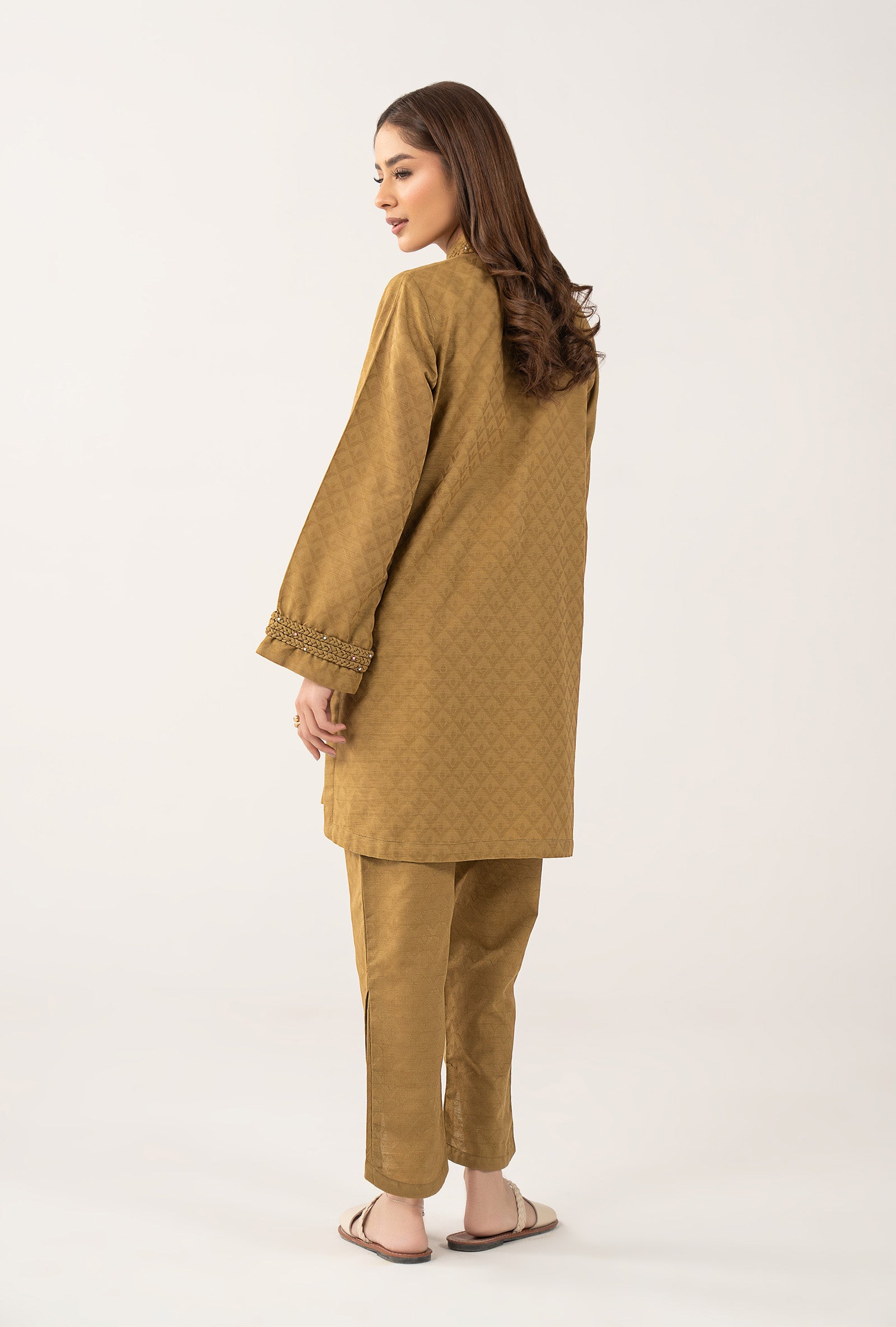 2 Pc Dyed Khaddar Jacquard Suit
