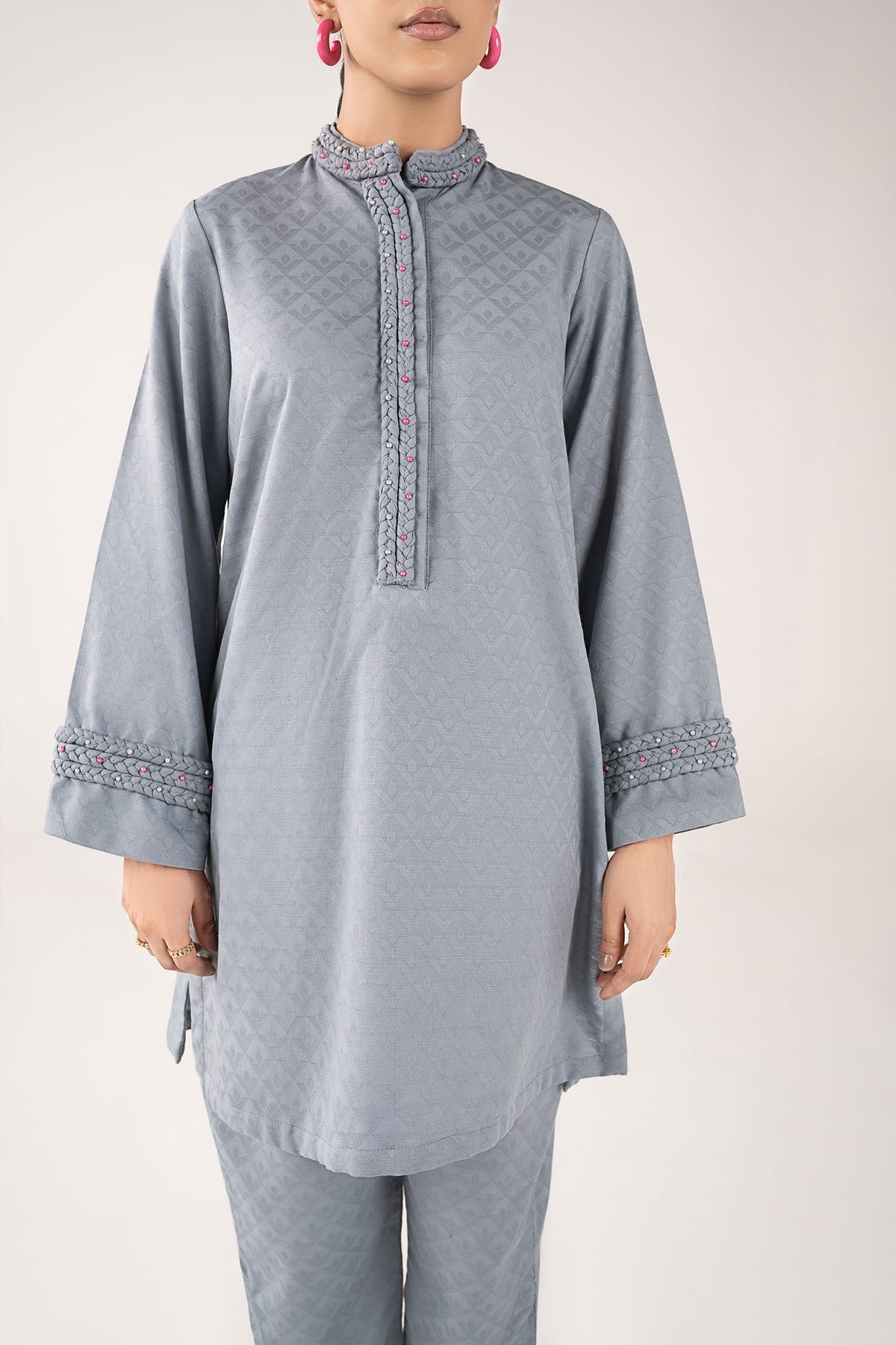 2 Pc Dyed Khaddar Jacquard Suit