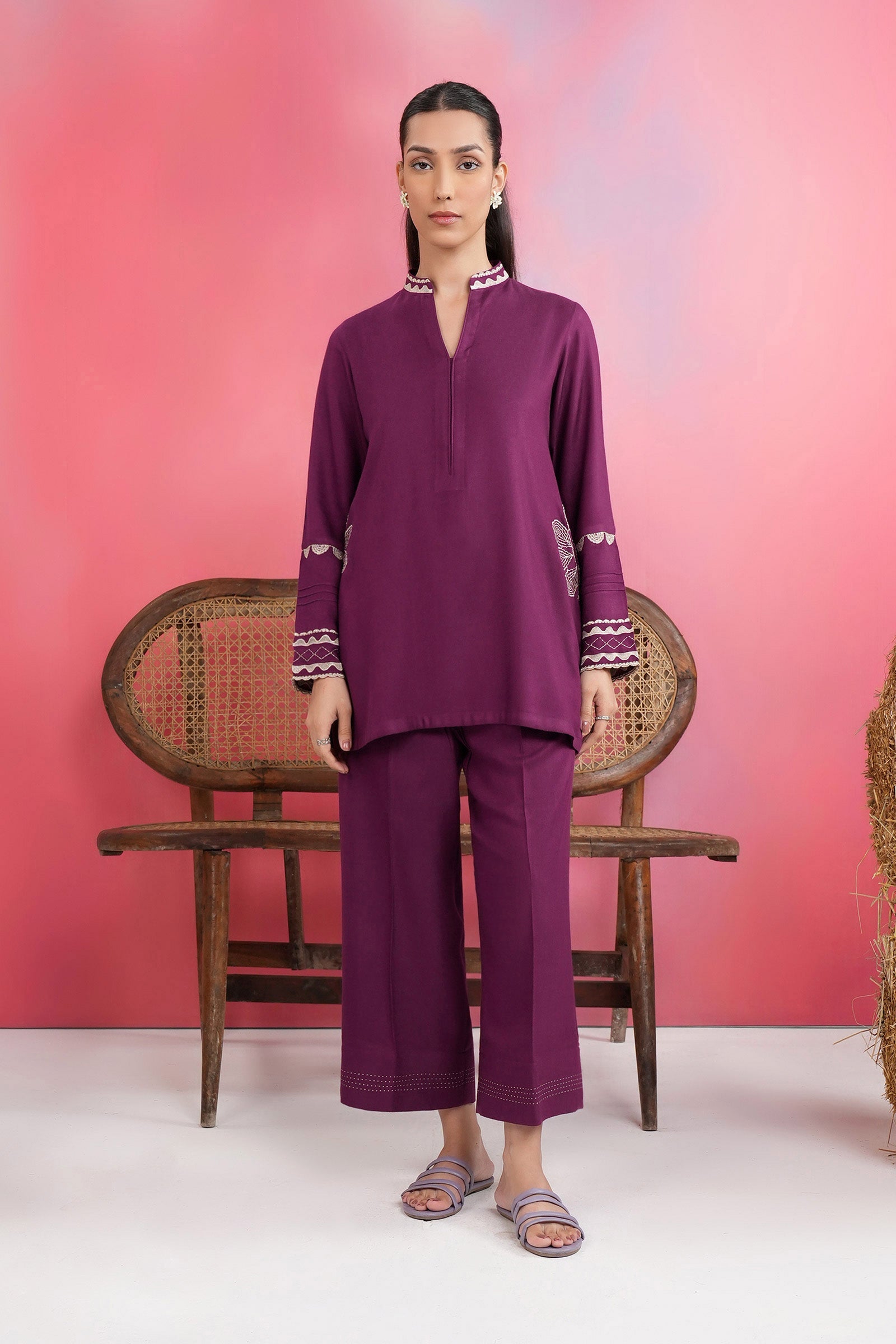 2 Pc Embroidered Alpine Wool Suit