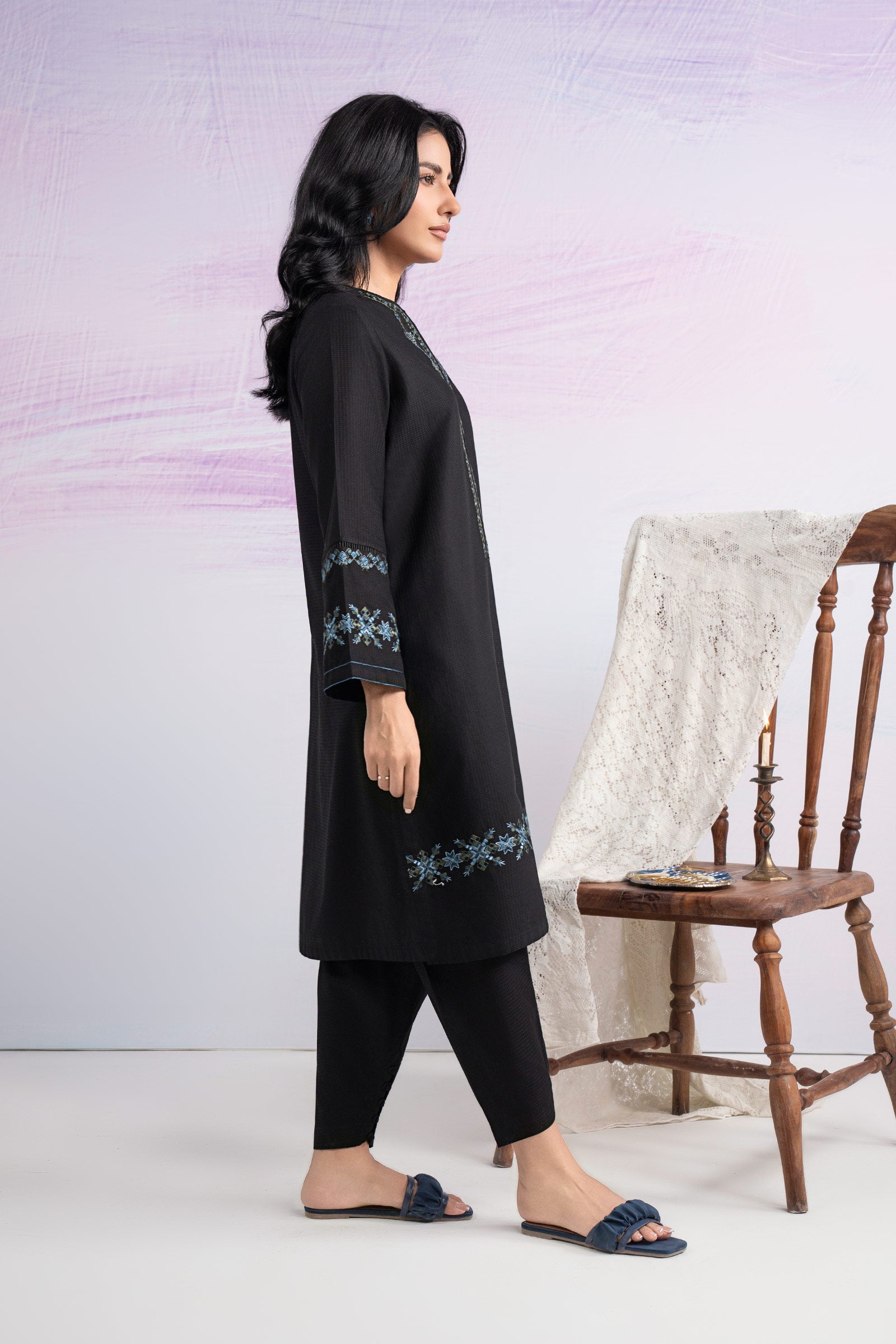 2 Pc Embroidered Dobby Cotton Suit