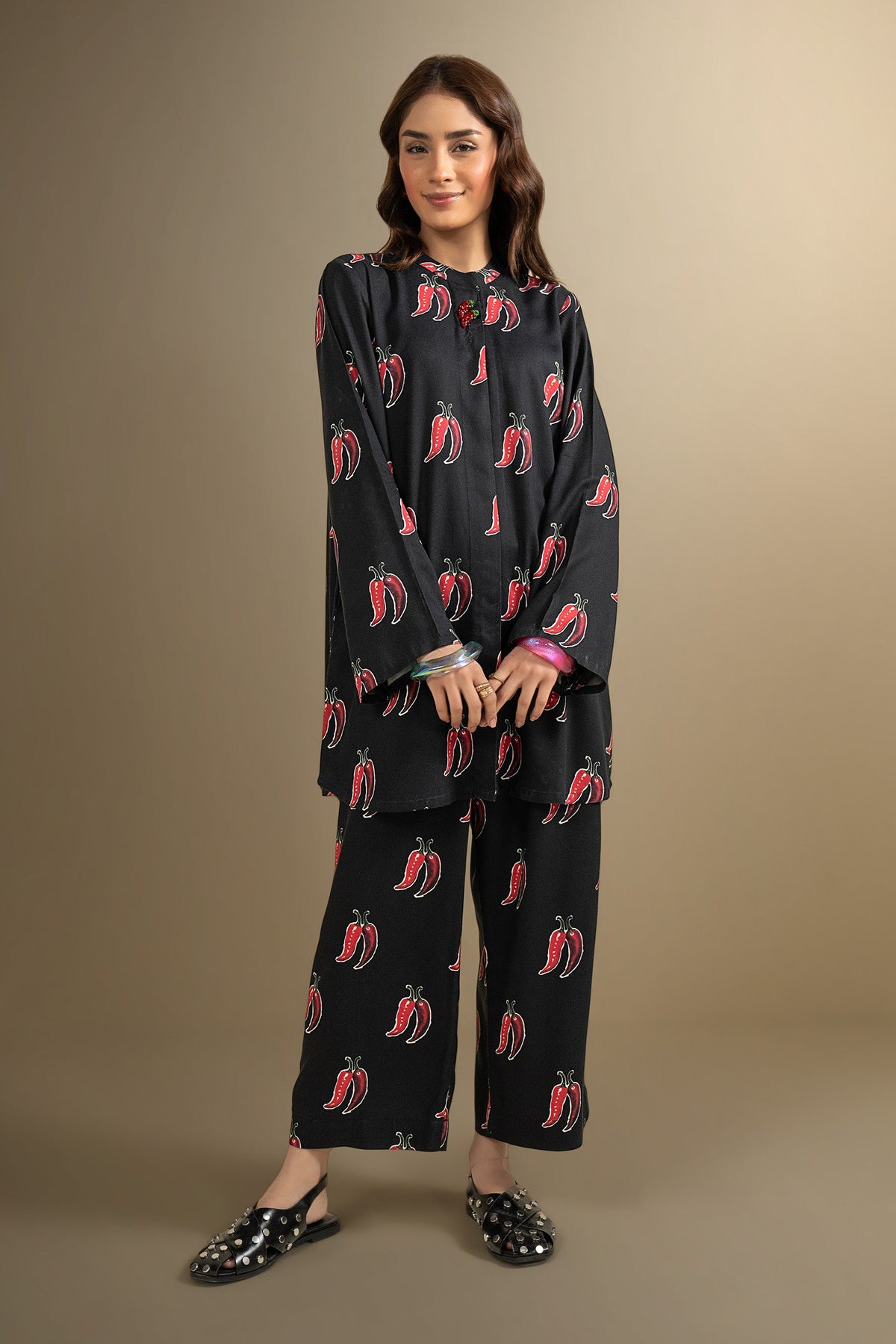 2 Pc Printed Twill Suit