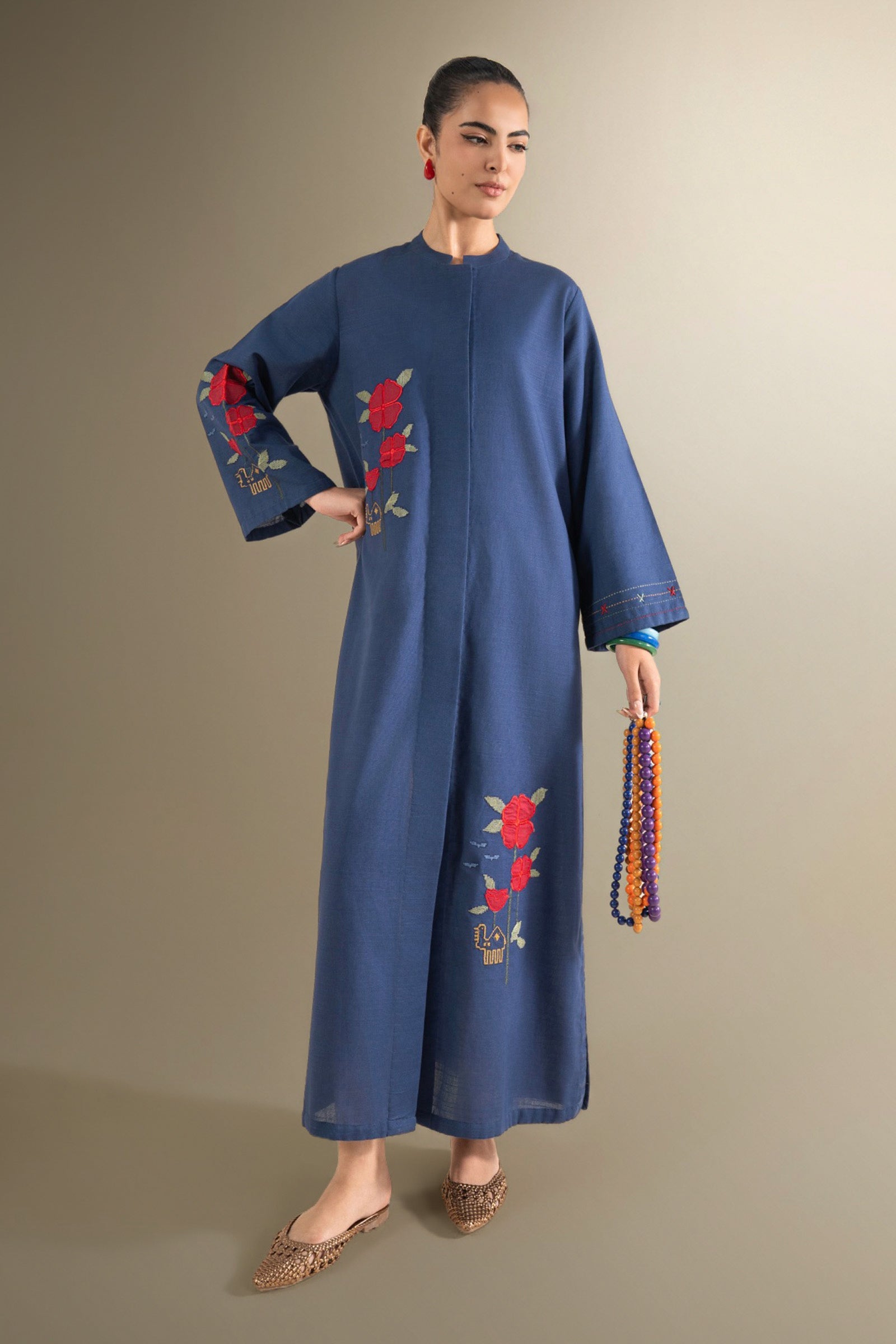 Embroidered Slub Khaddar Shirt