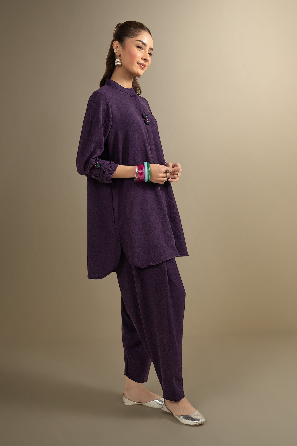 2 Pc Dyed Poly Crepe Suit