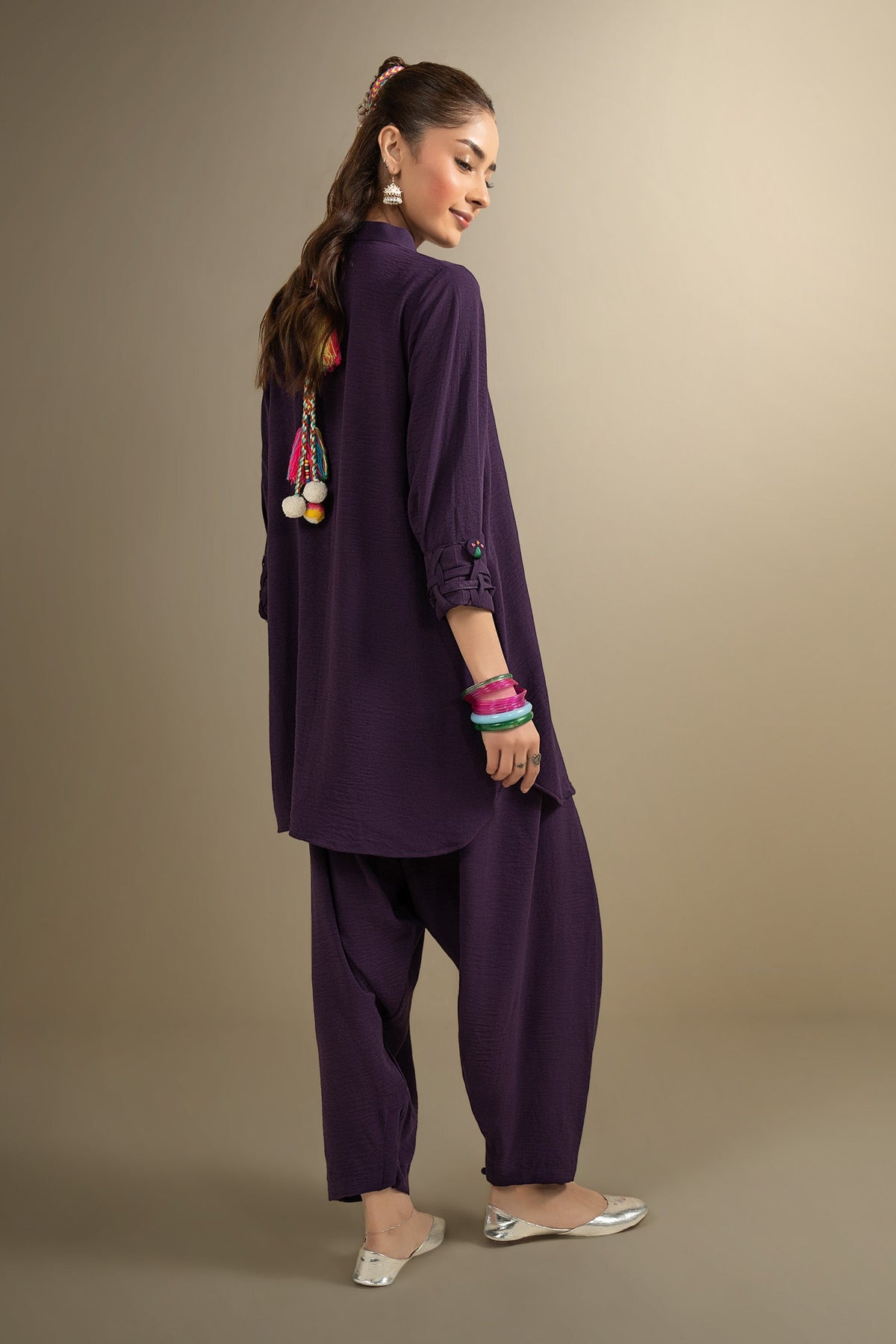 2 Pc Dyed Poly Crepe Suit