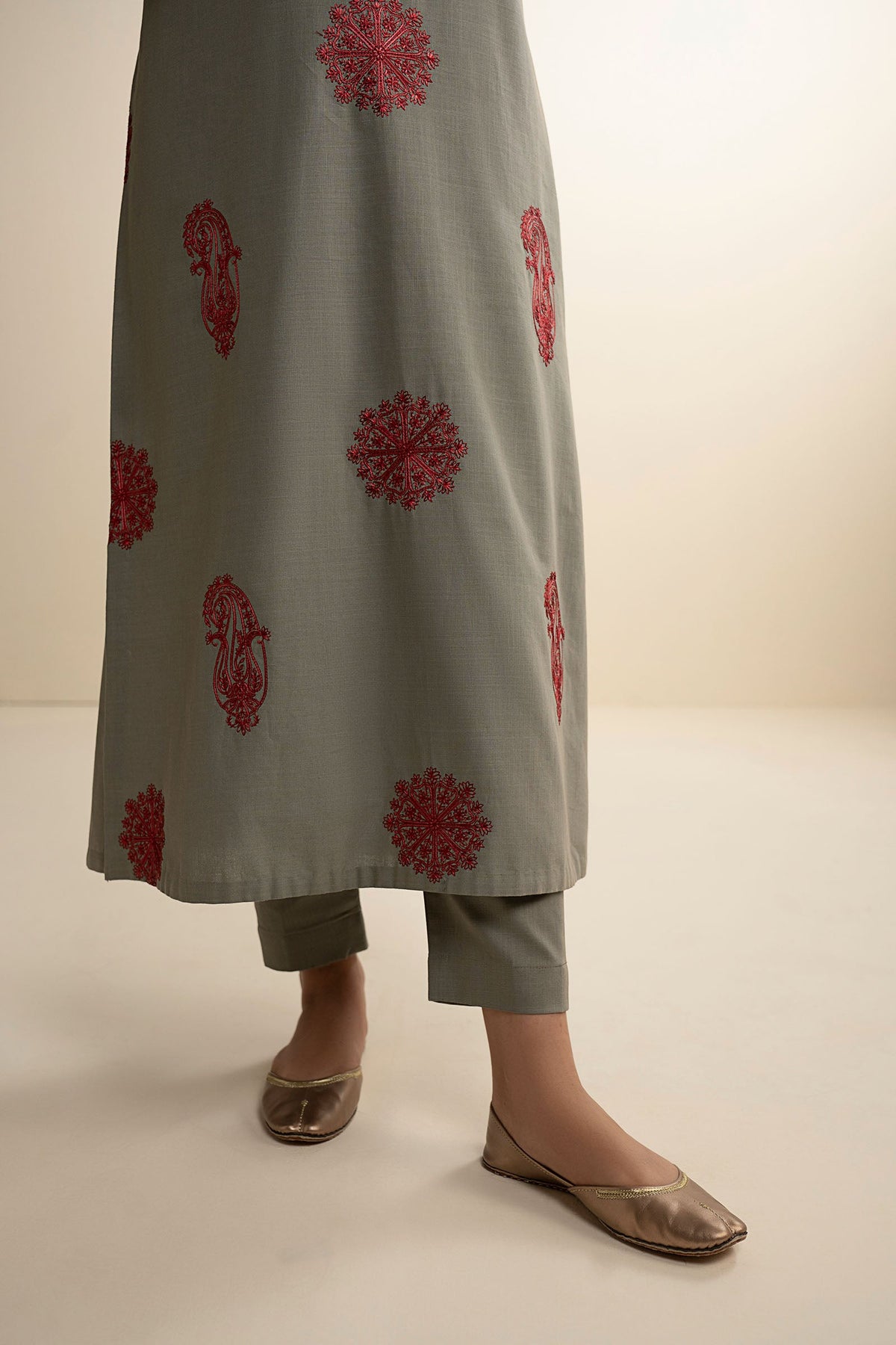 3 Pc Embroidered Twill Suit