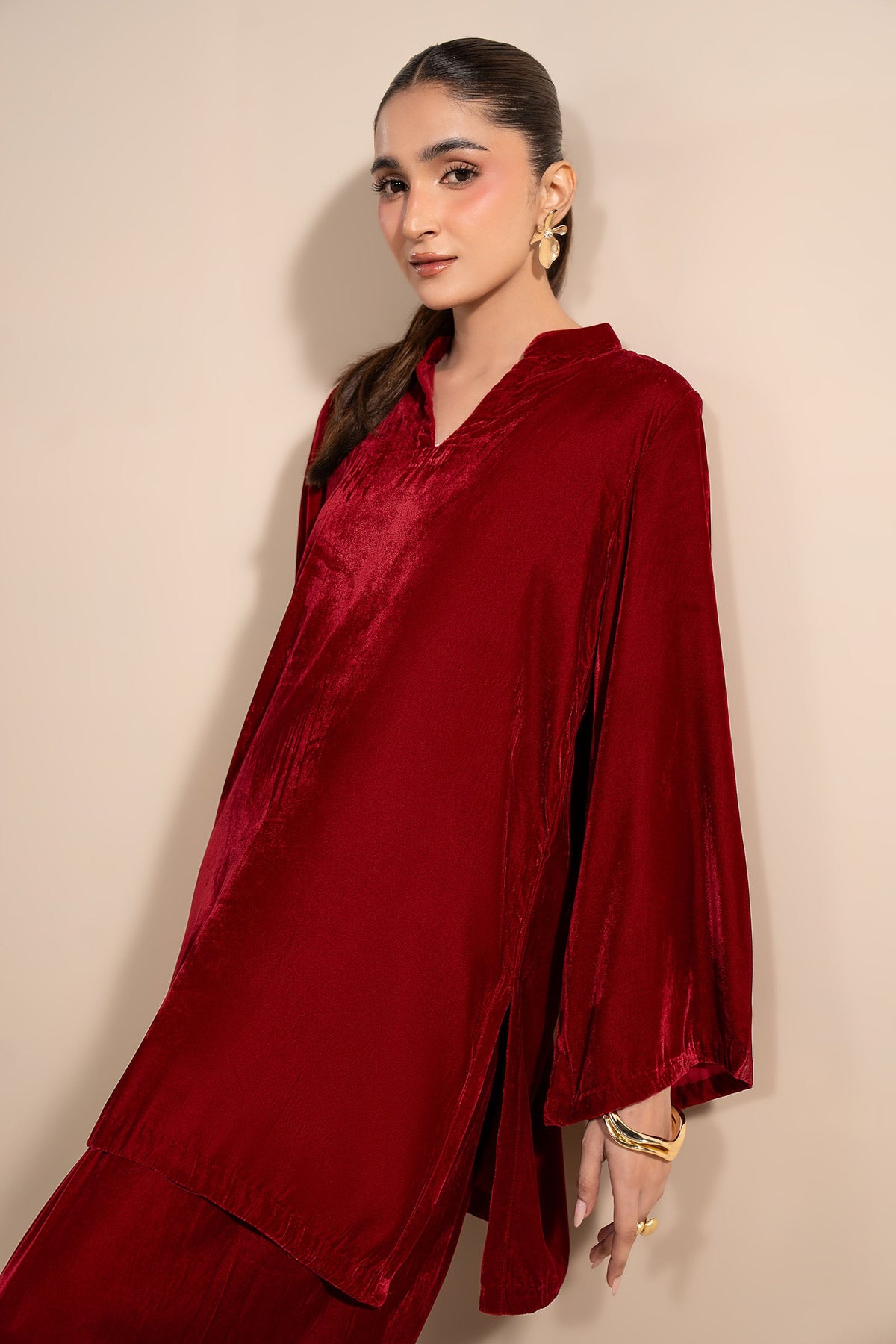 2 Pc Dyed Velvet Suit - MBW178B-ESM-PNK