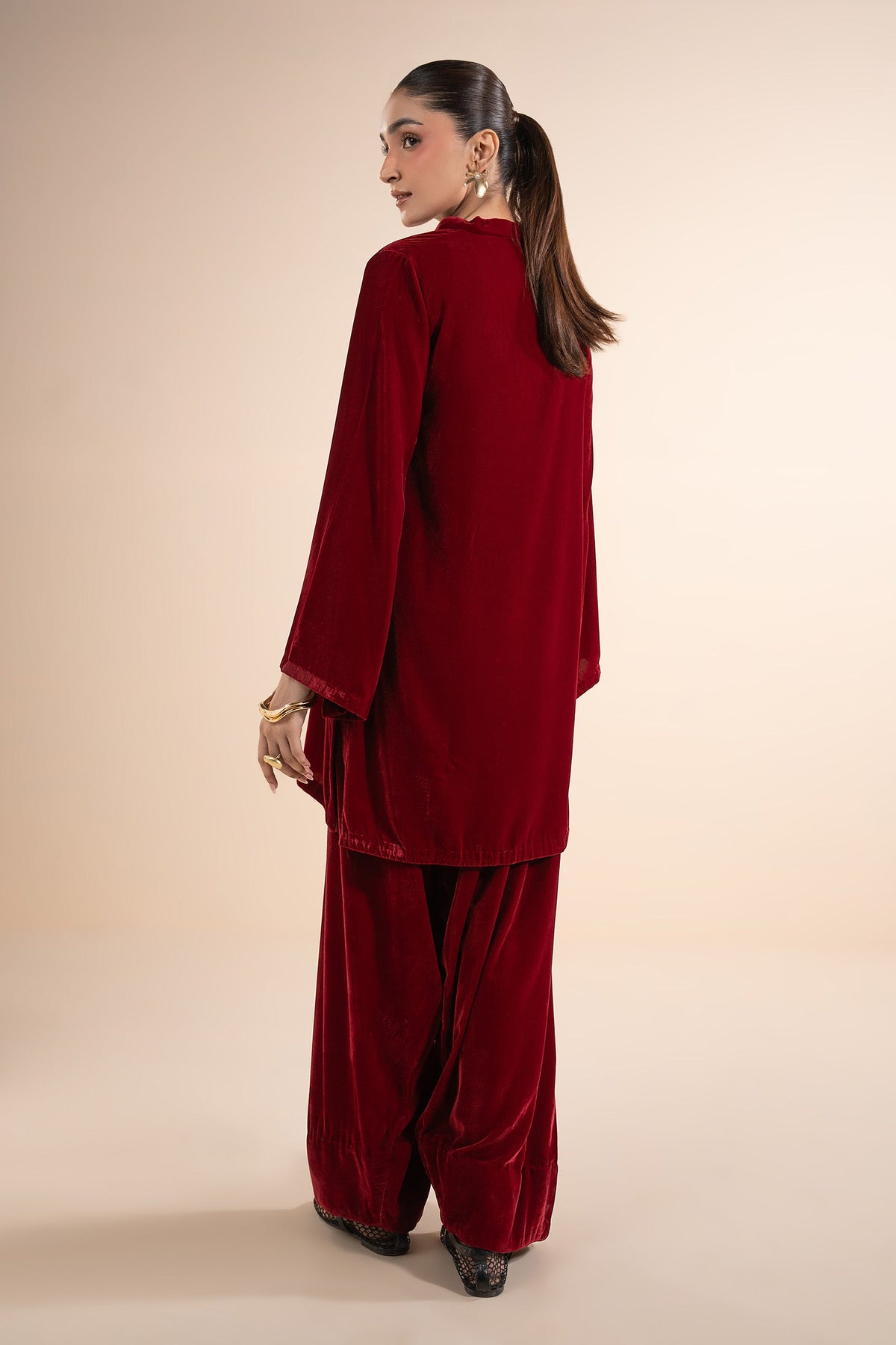 2 Pc Dyed Velvet Suit - MBW178B-ESM-PNK