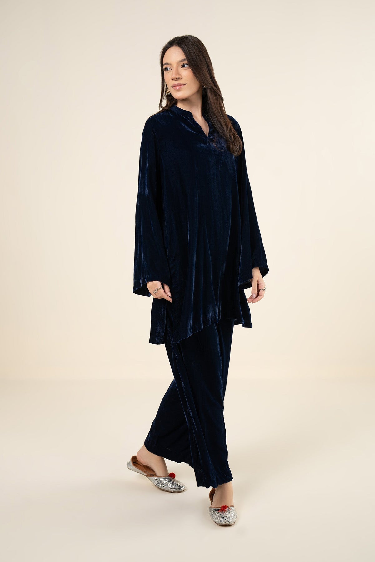 2 Pc Dyed Velvet Suit - MBW178C-ESM-BLU
