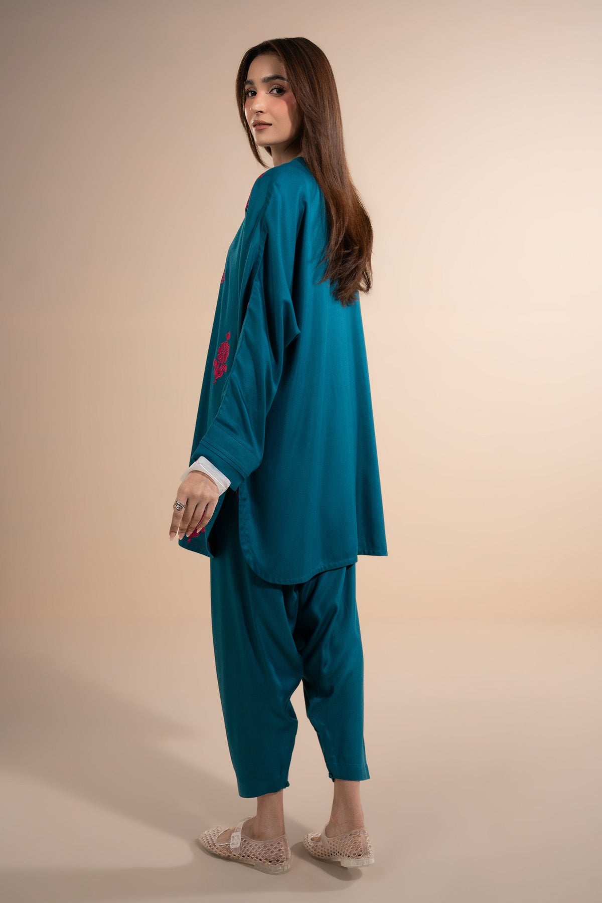 2 Pc Embroidered Twill Suit