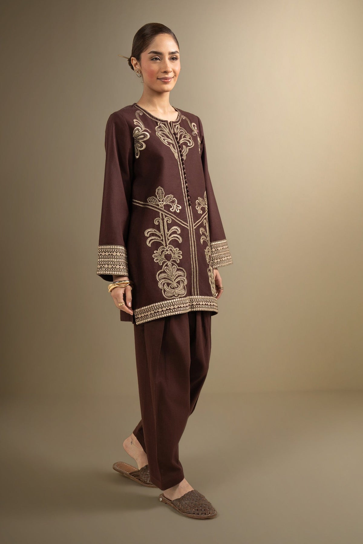 2 Pc Embroidered Crosshatch Suit
