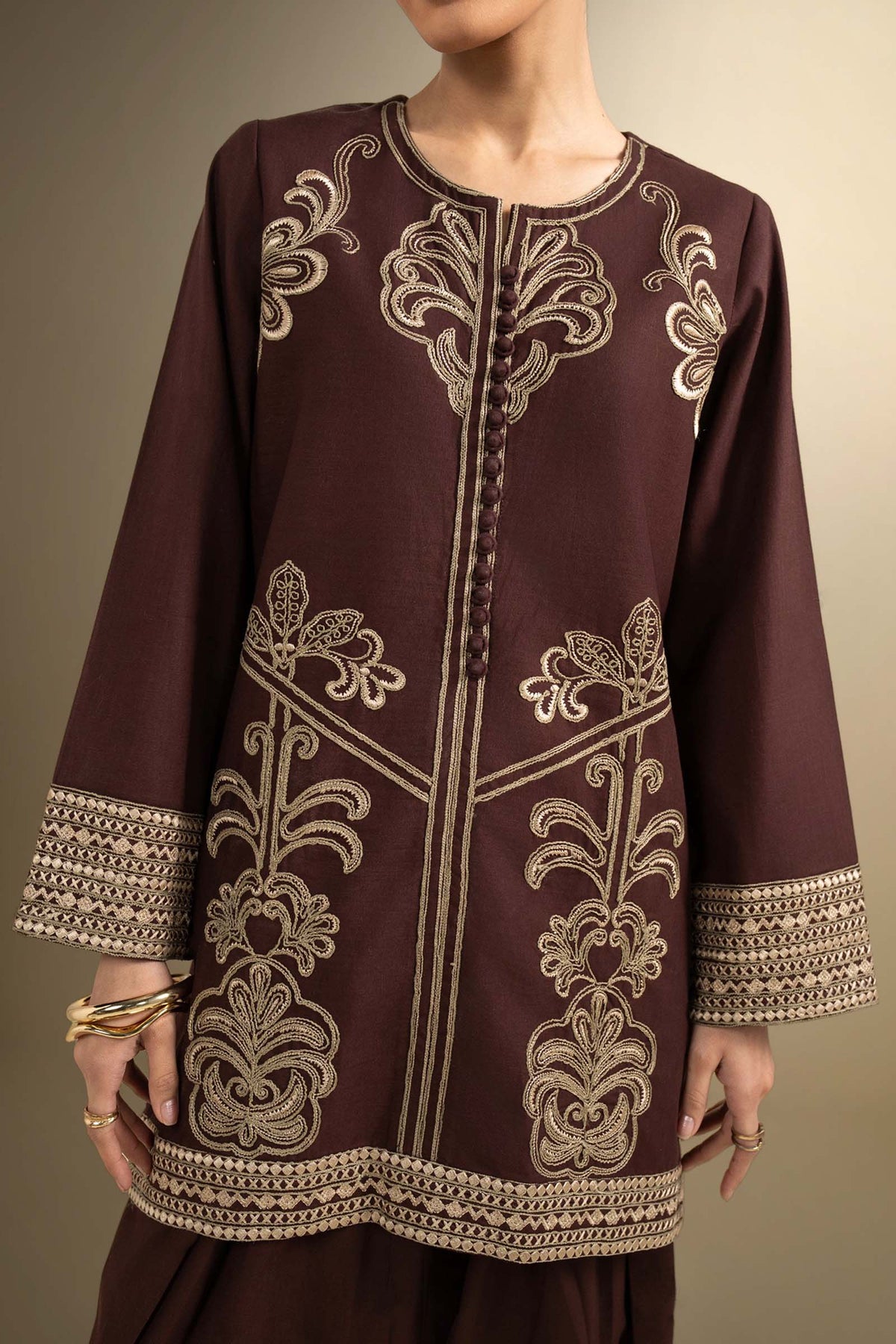 2 Pc Embroidered Crosshatch Suit