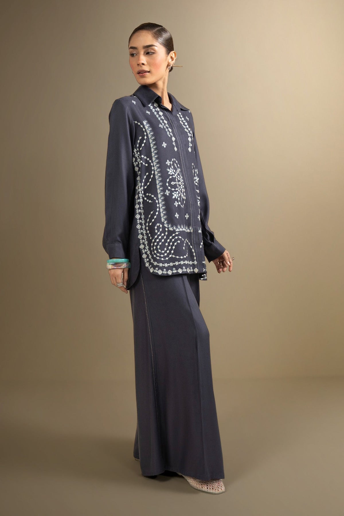 2 Pc Embroidered Twill Suit