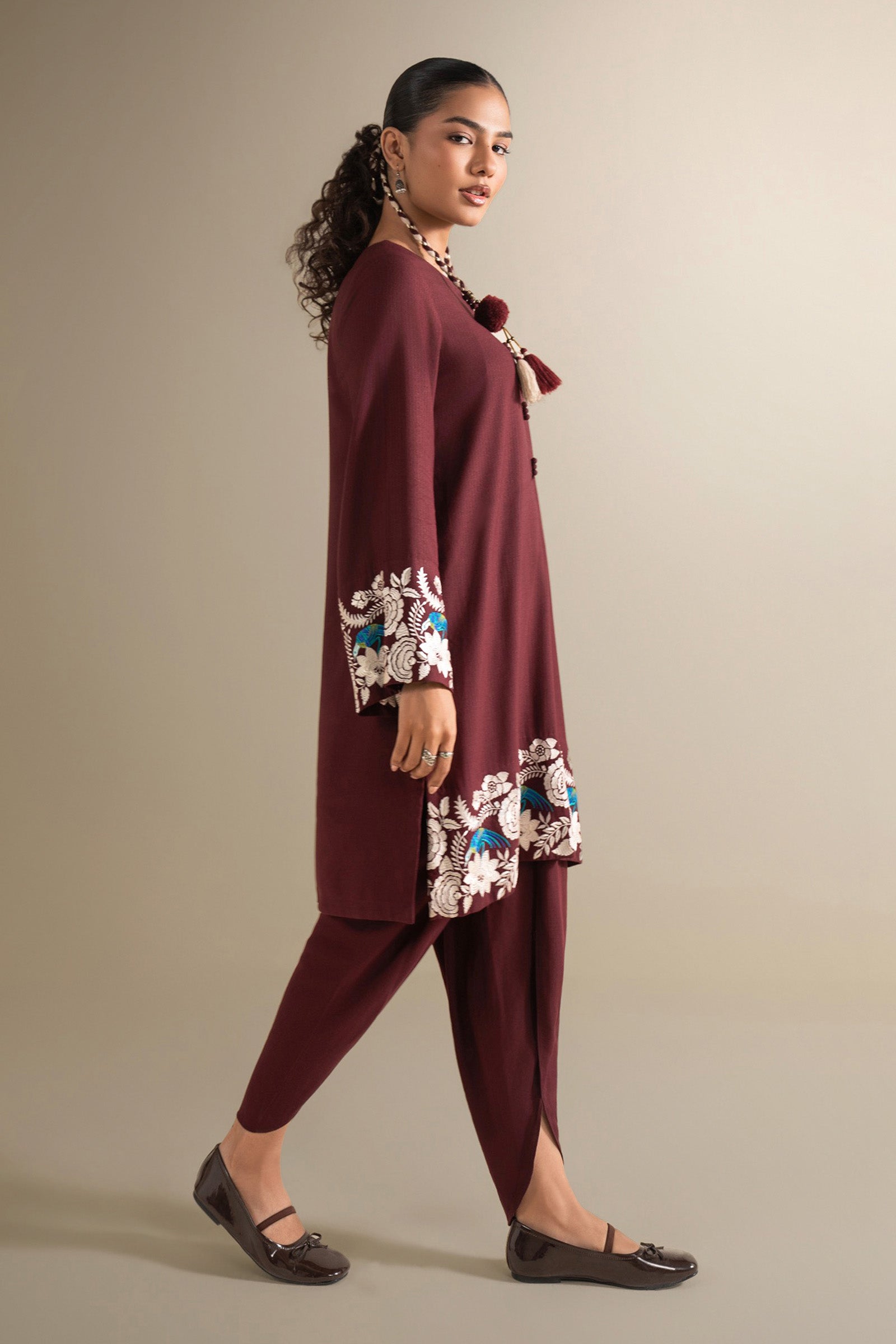 2 Pc Embroidered Rib Karandi Suit