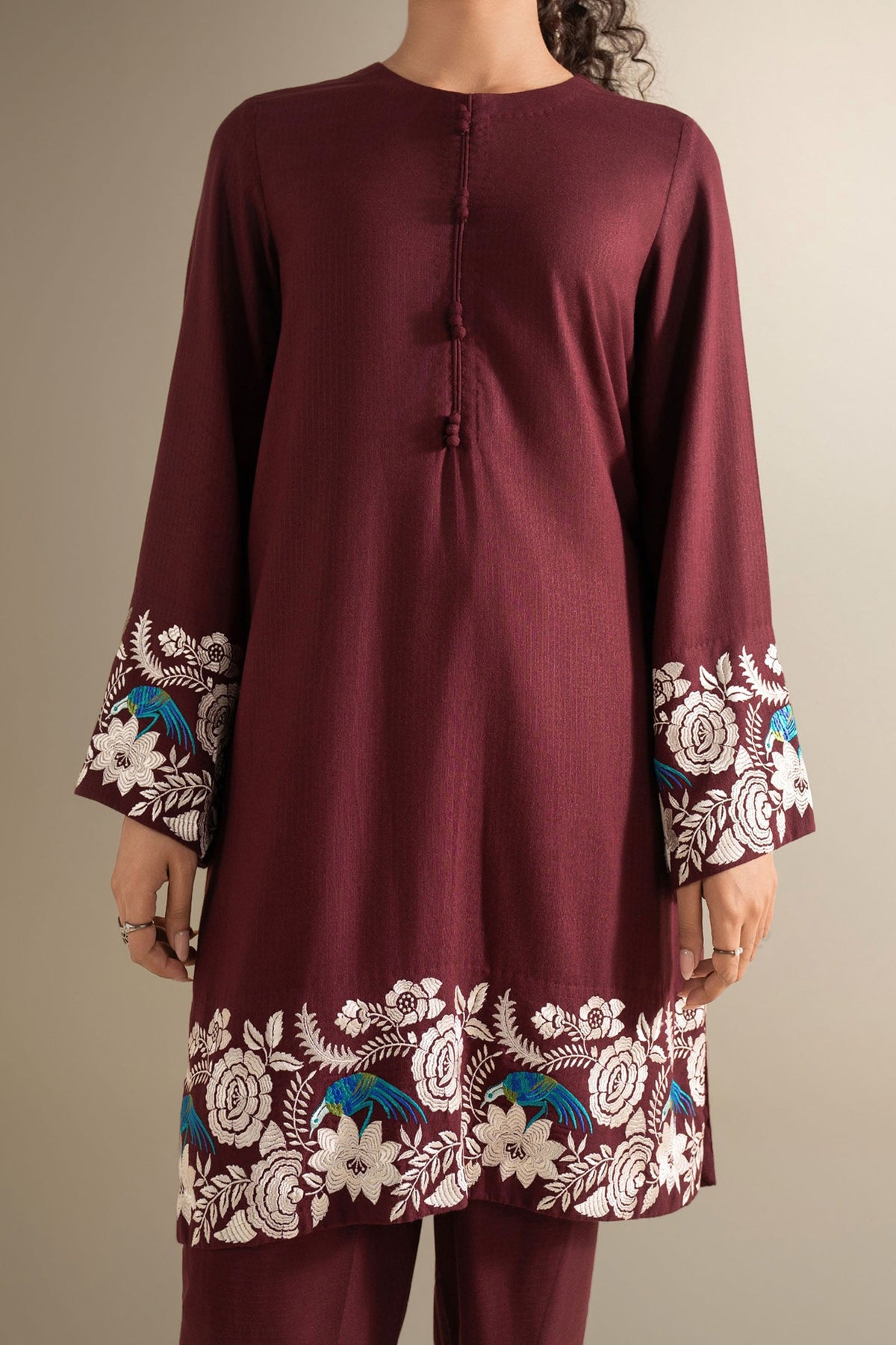 2 Pc Embroidered Rib Karandi Suit