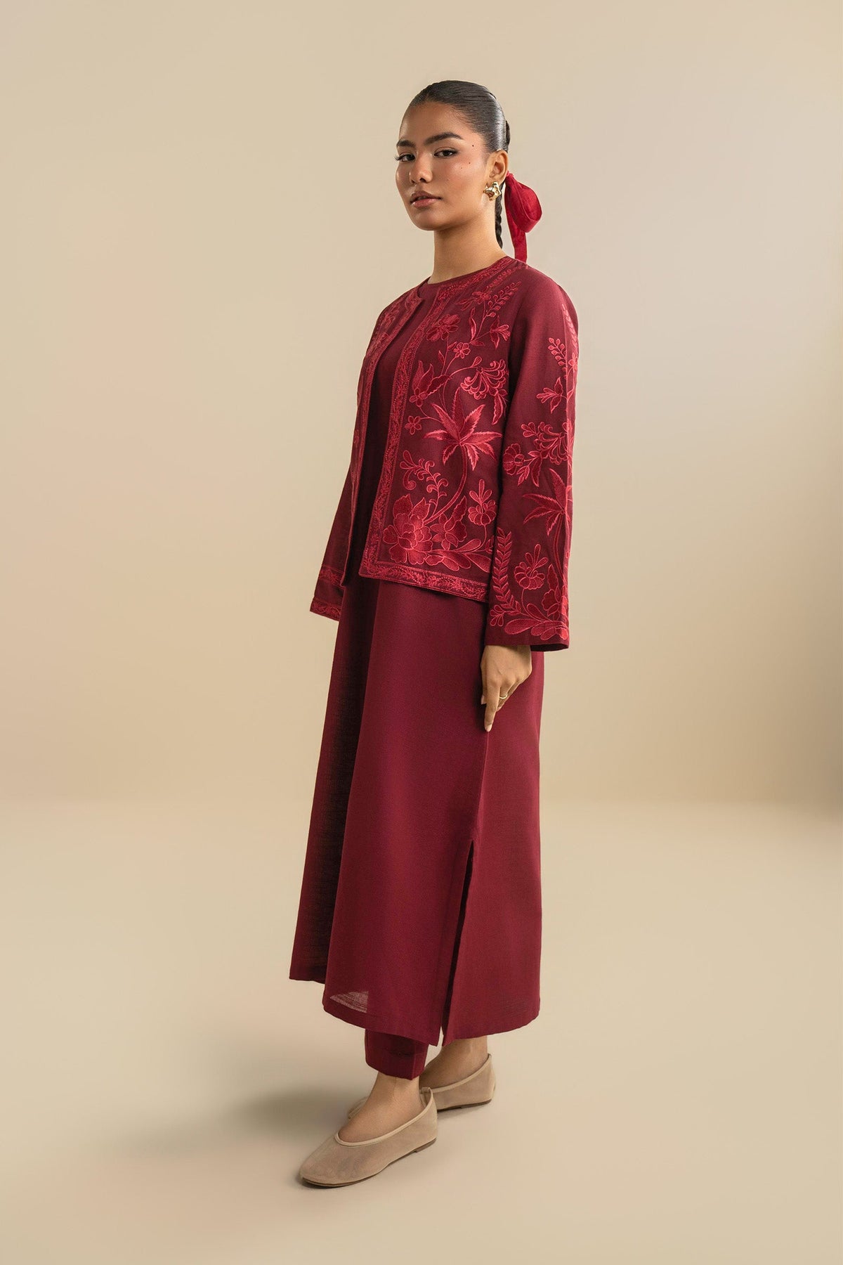 3 Pc Embroidered Khaddar Suit