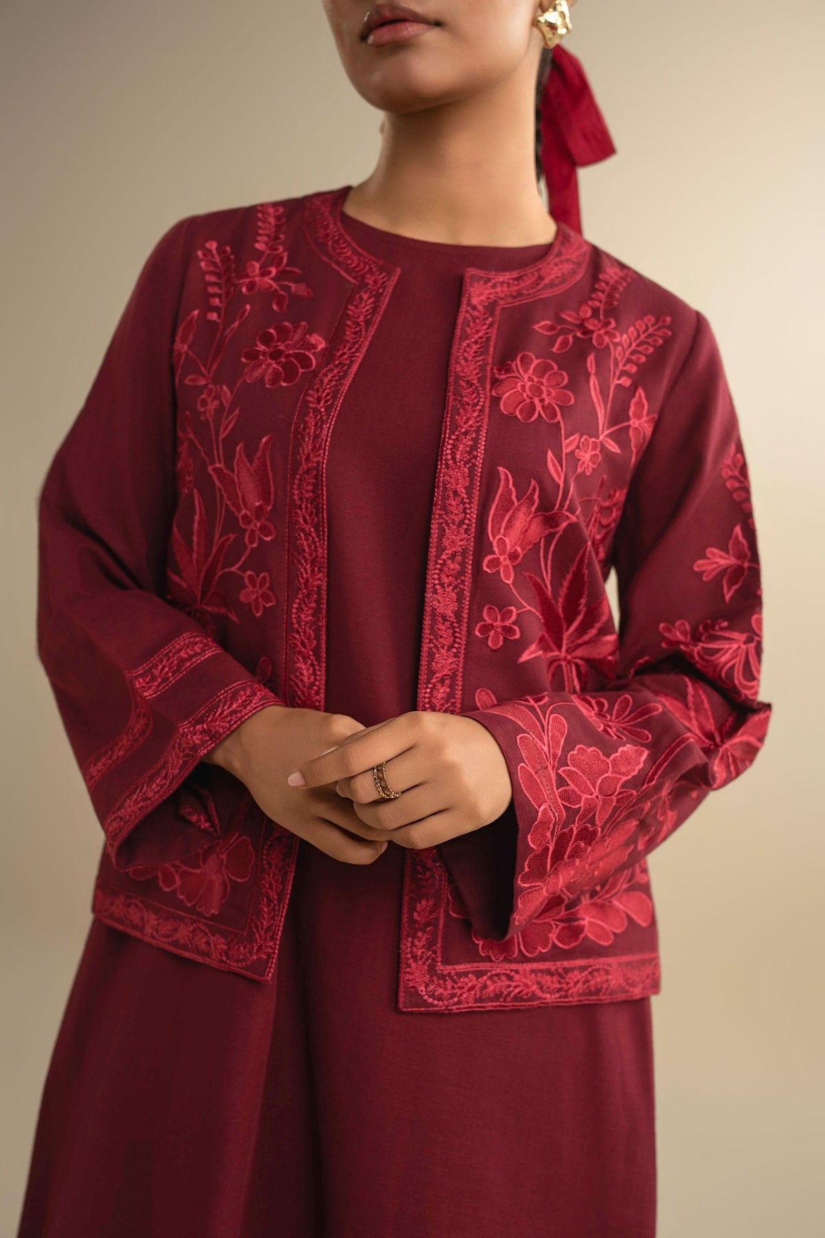 3 Pc Embroidered Khaddar Suit