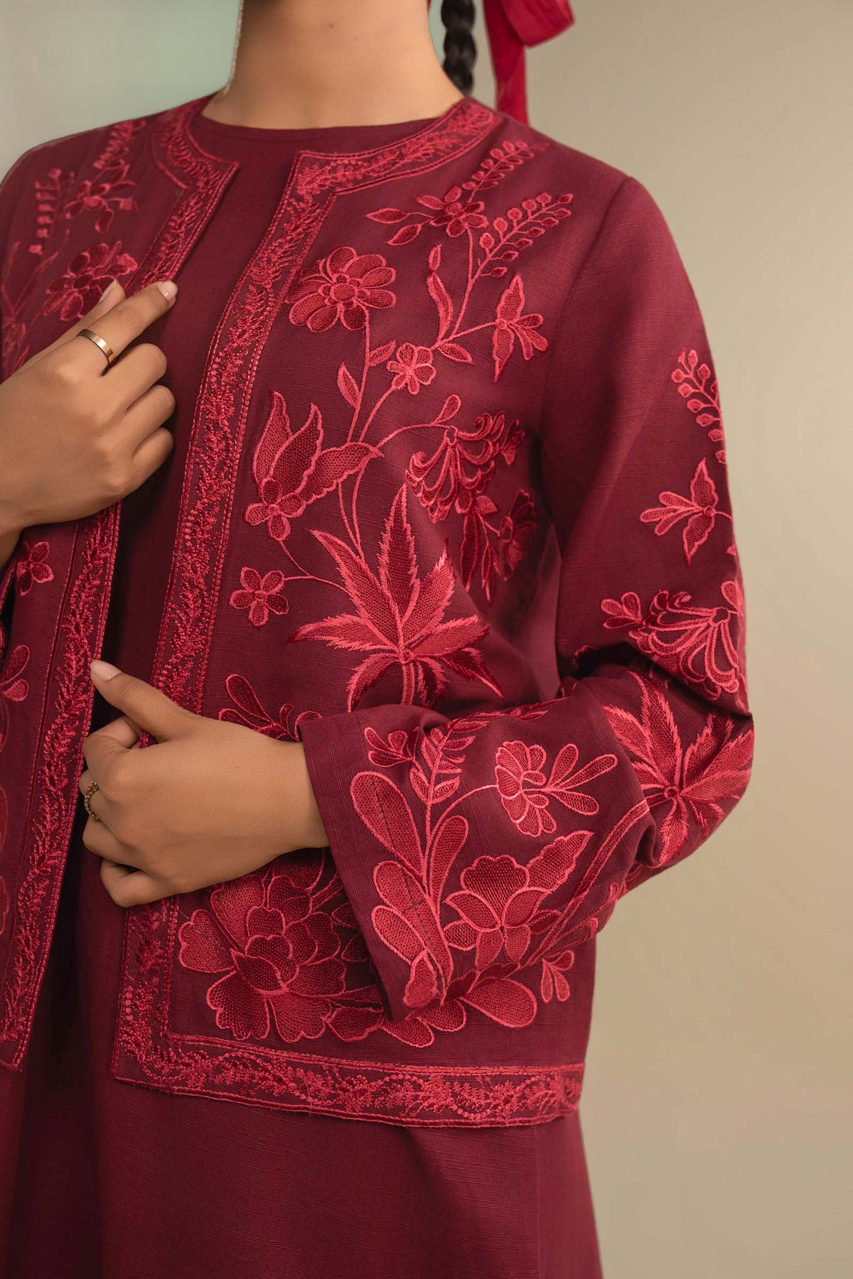 3 Pc Embroidered Khaddar Suit