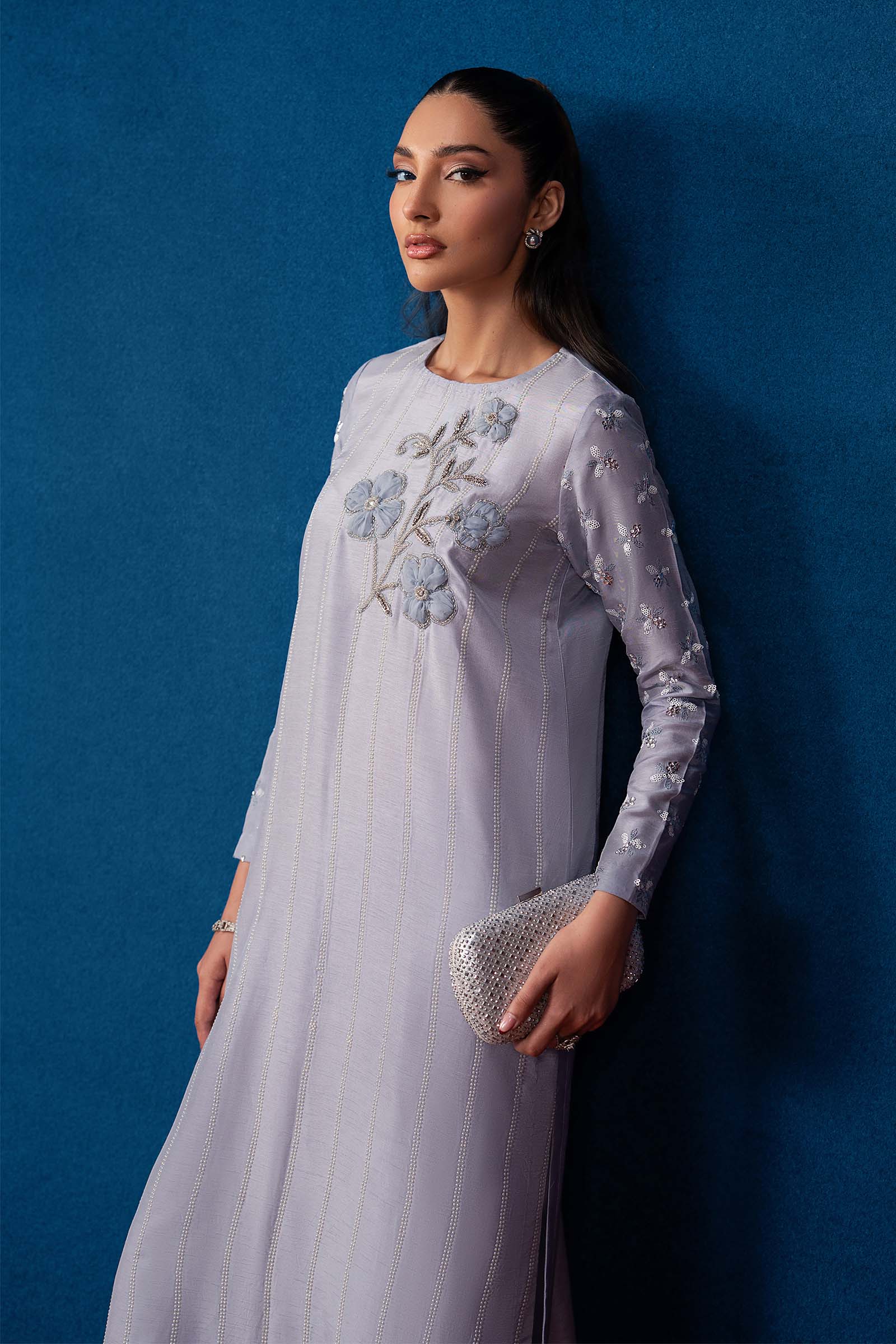 2 Pc Embellished Raw Silk Suit