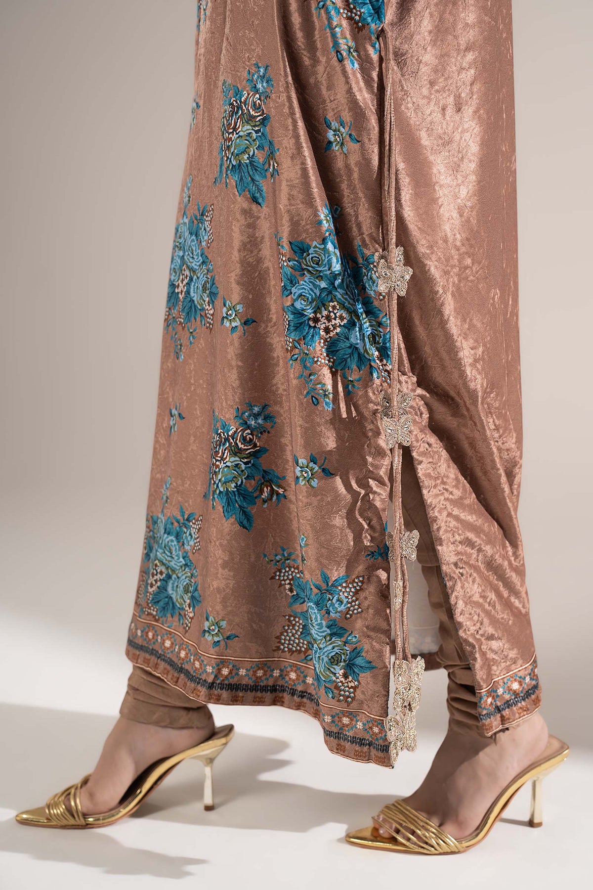 2 Pc Printed Velvet Suit