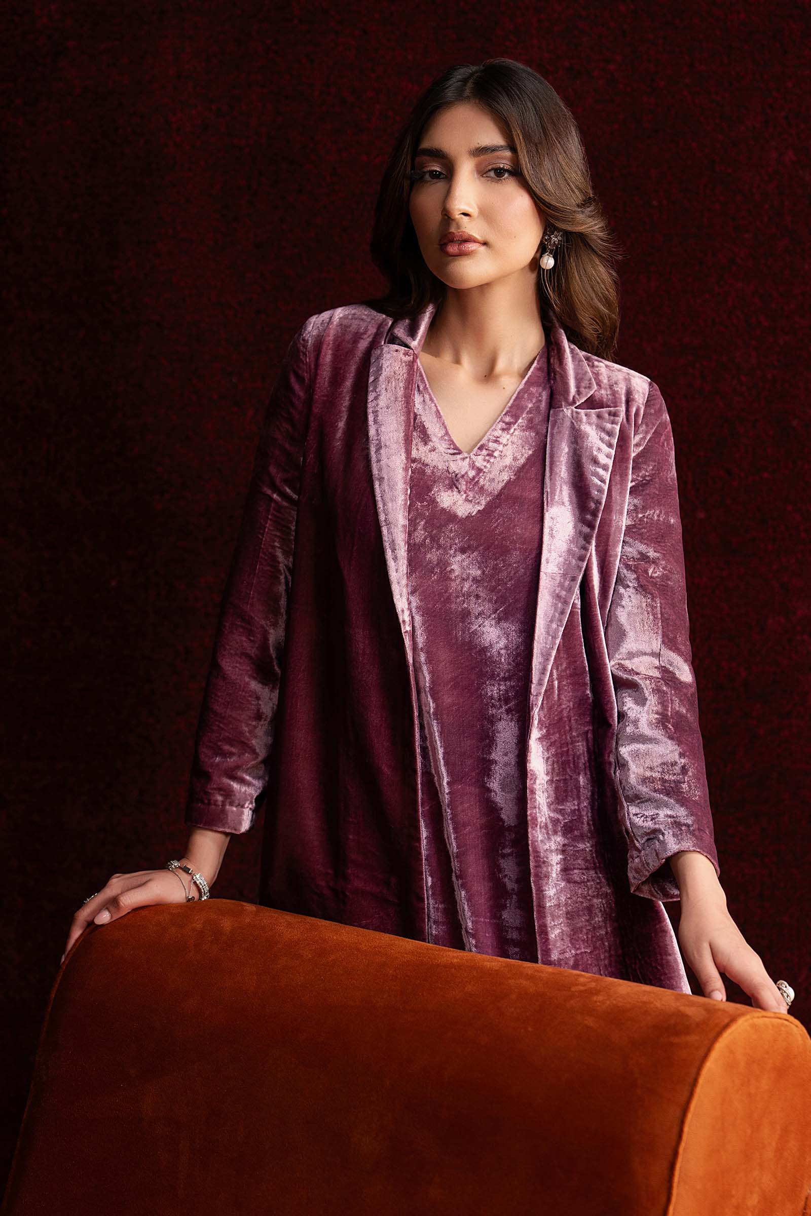 2 Pc Dyed Velvet Suit