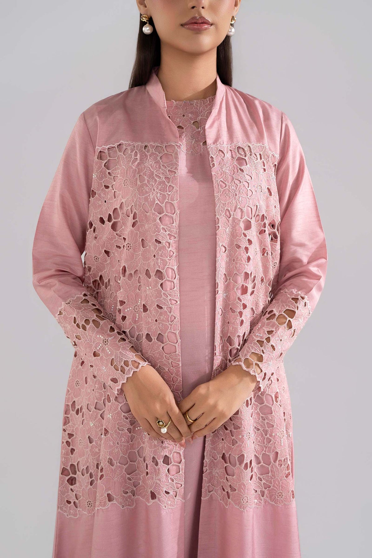 2 Pc Embroidered Bamberg Raw Silk Suit