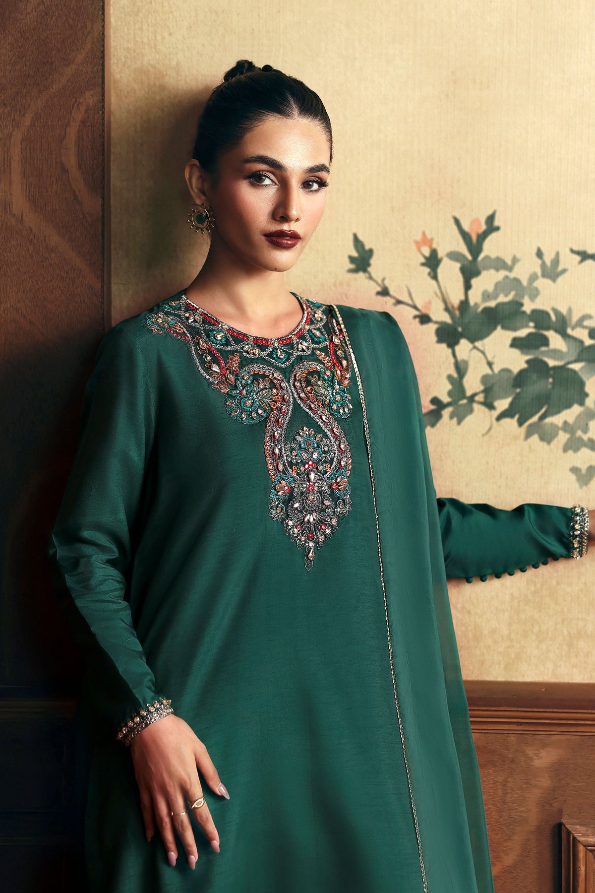 3 Pc Embellished Bamberg Raw Silk Suit
