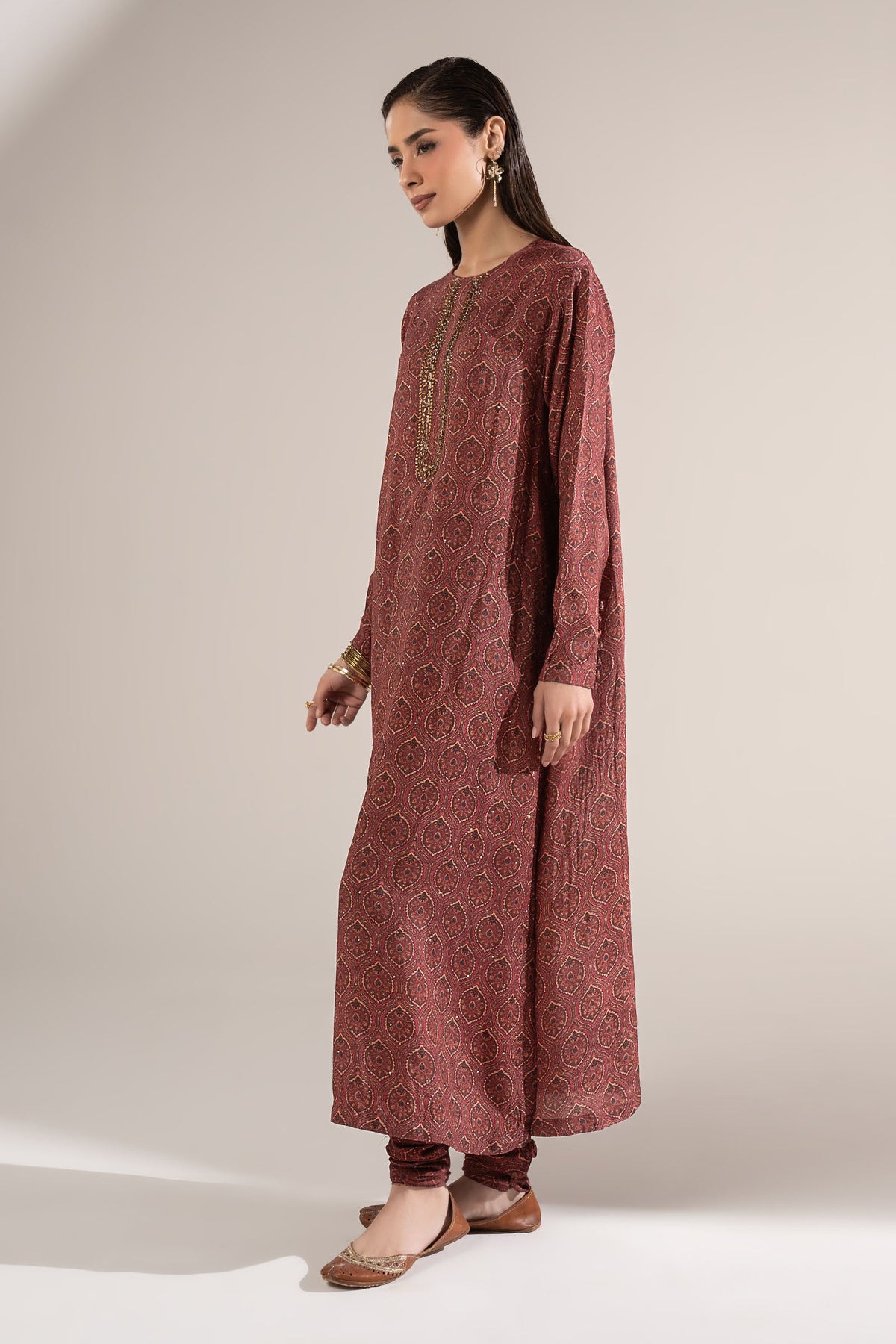 2 Pc Embellished Raw Silk Suit - MBD1F37-ESM-MRN