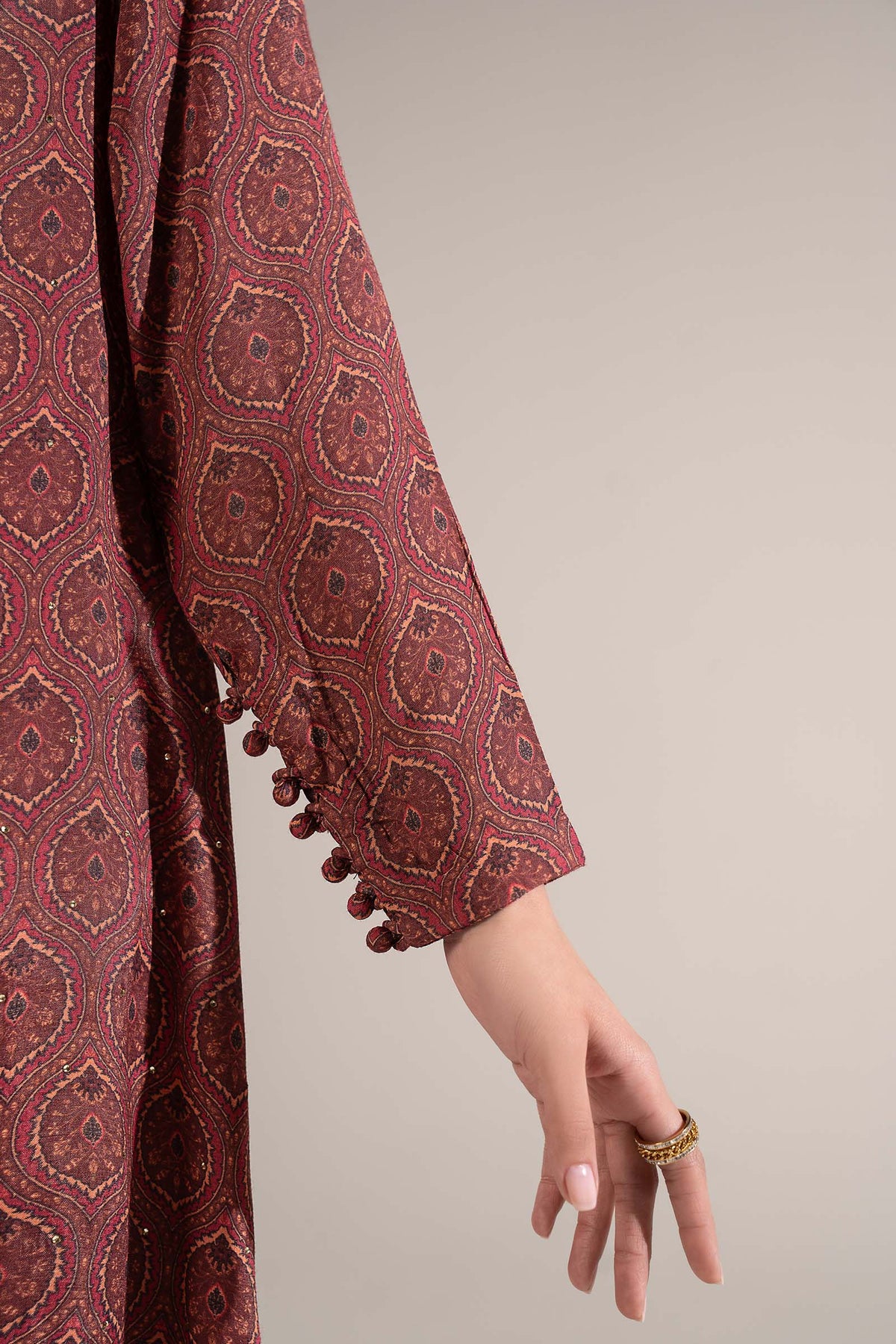 2 Pc Embellished Raw Silk Suit - MBD1F37-ESM-MRN