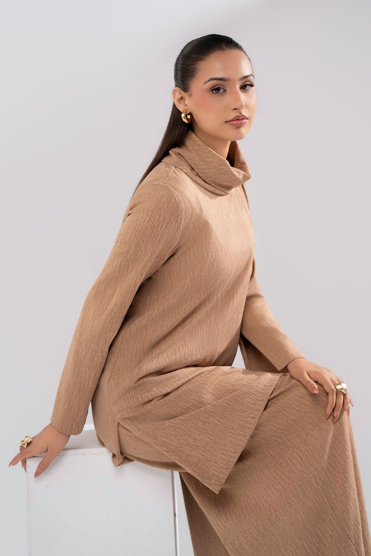 2 Pc Dyed Lurex Jersey Suit